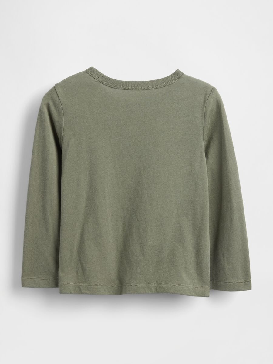 T-shirt a maniche lunghe verde in cotone con stampa grafica Bimbo_1