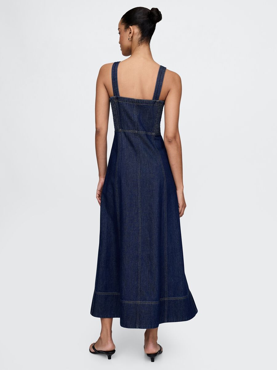 Abito lungo denim con zip frontale Donna_1