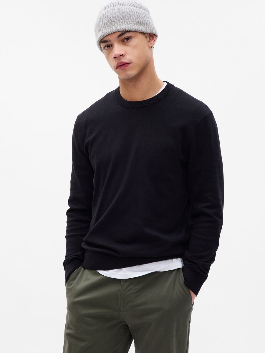 Cotton pullover with round neck Man_0
