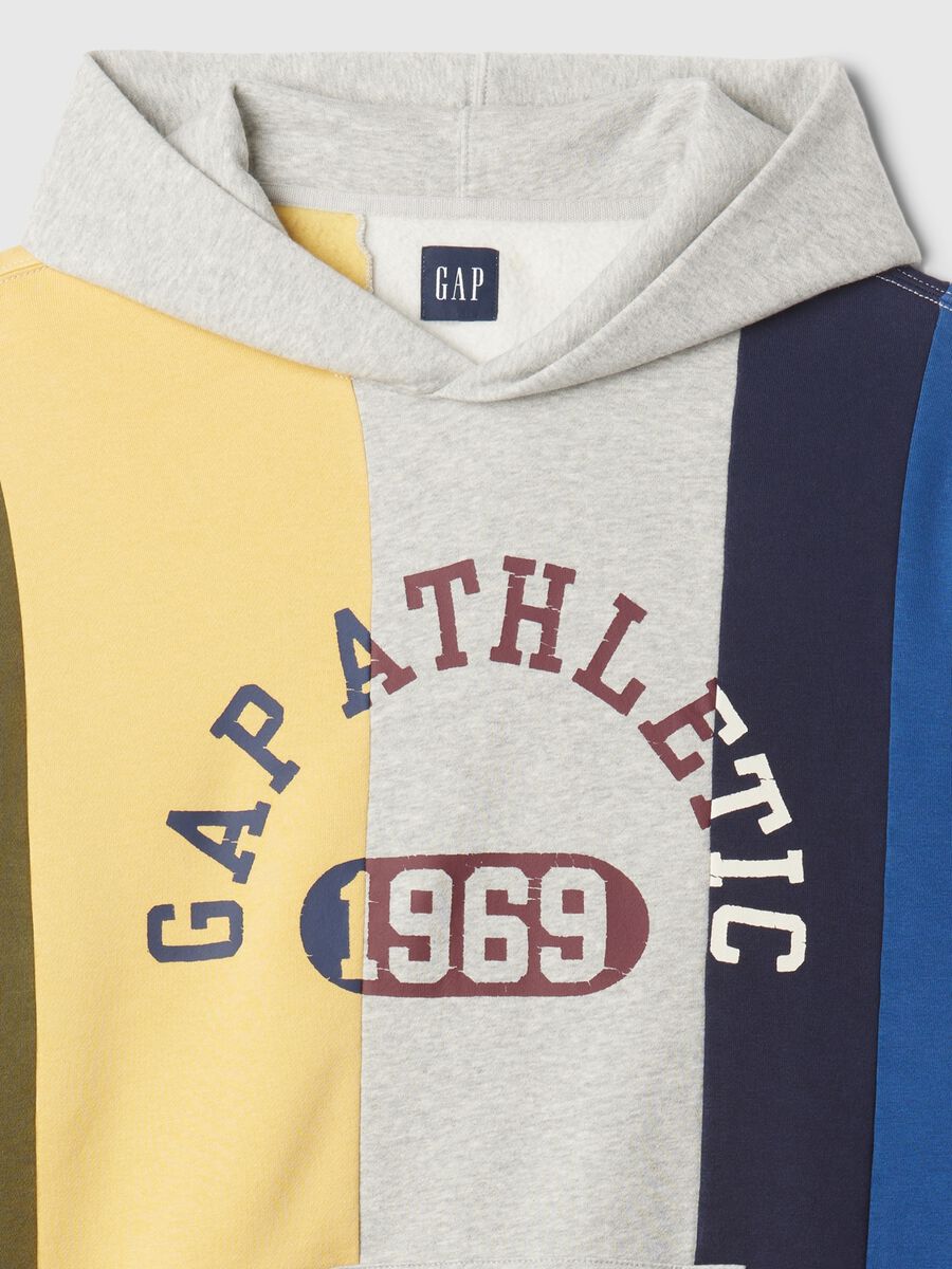 Felpa a righe con cappuccio e stampa logo Uomo_4