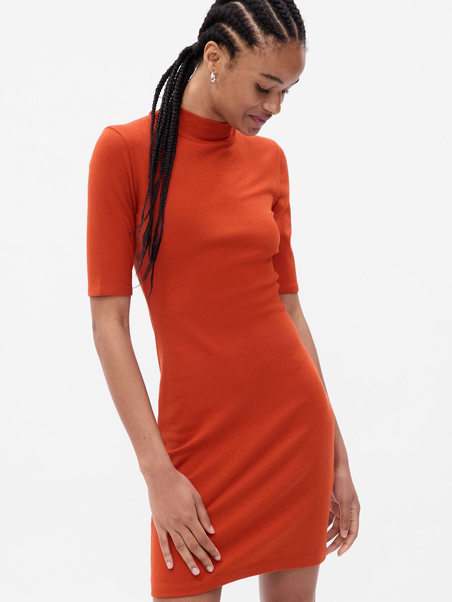 Short dress with mock neck and cut-out details Woman_0
