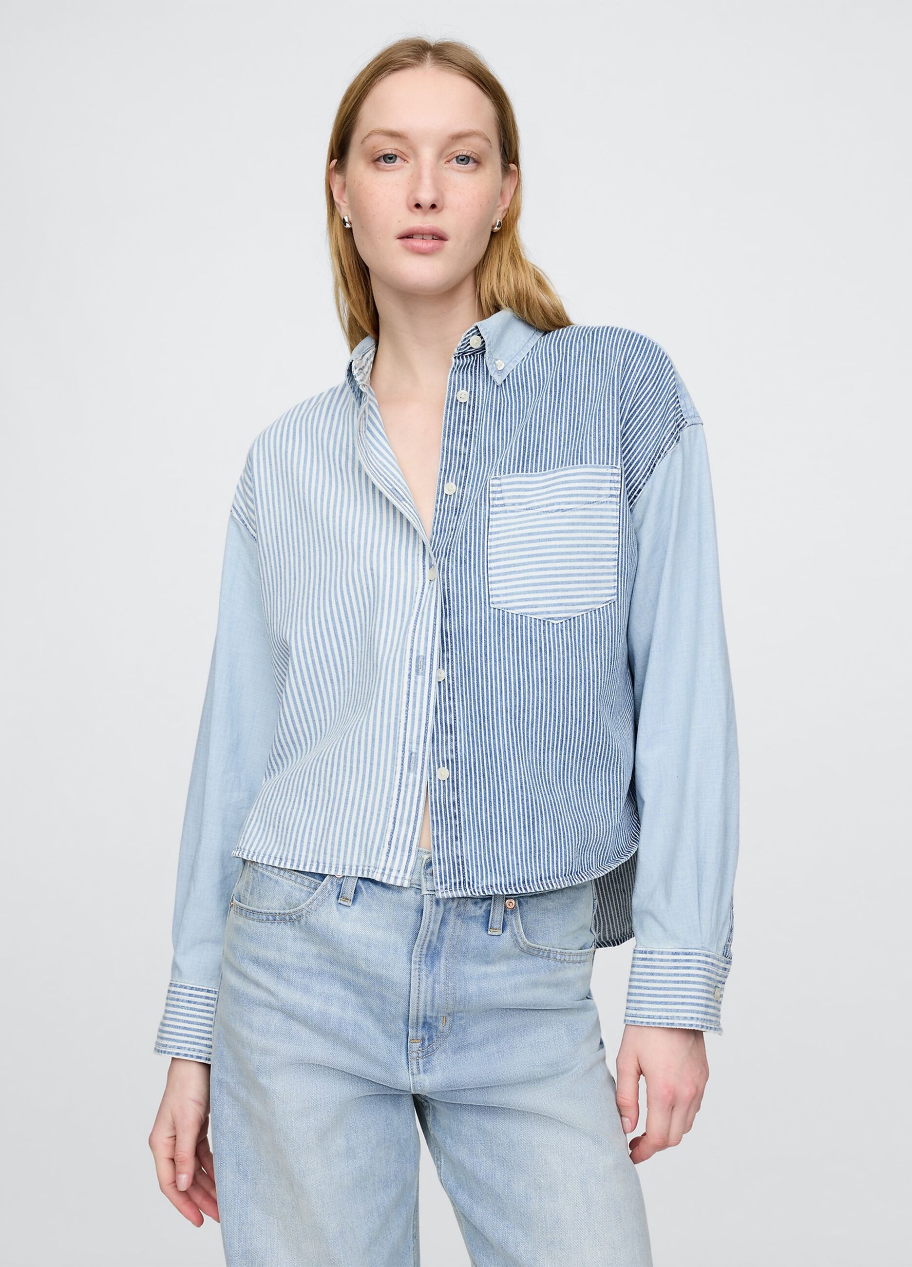 Camicia patchwork a righe Gap in cotone