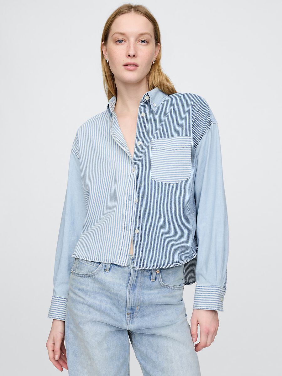 Camicia patchwork a righe Gap in cotone Donna_0