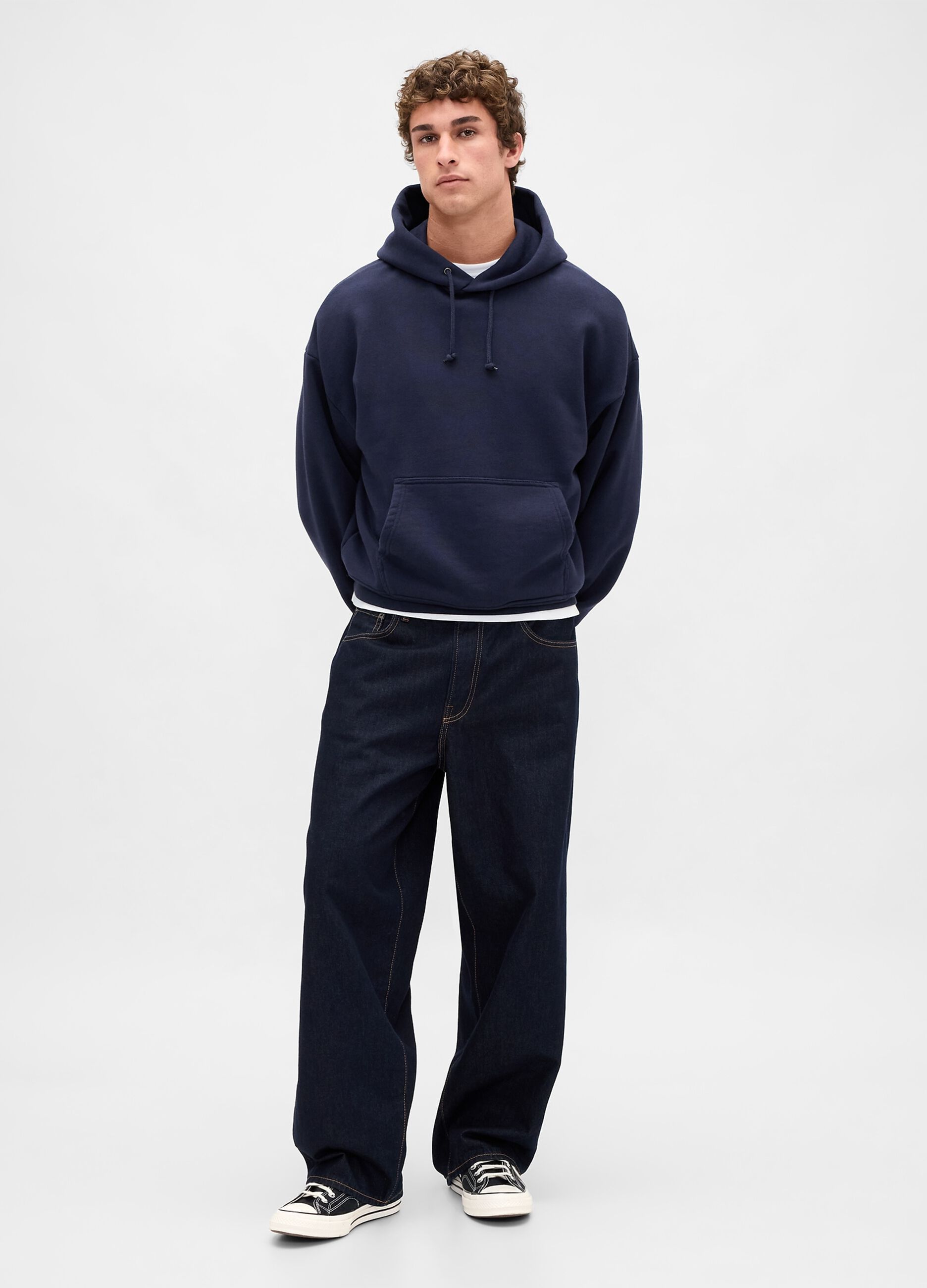 Felpa blu con cappuccio