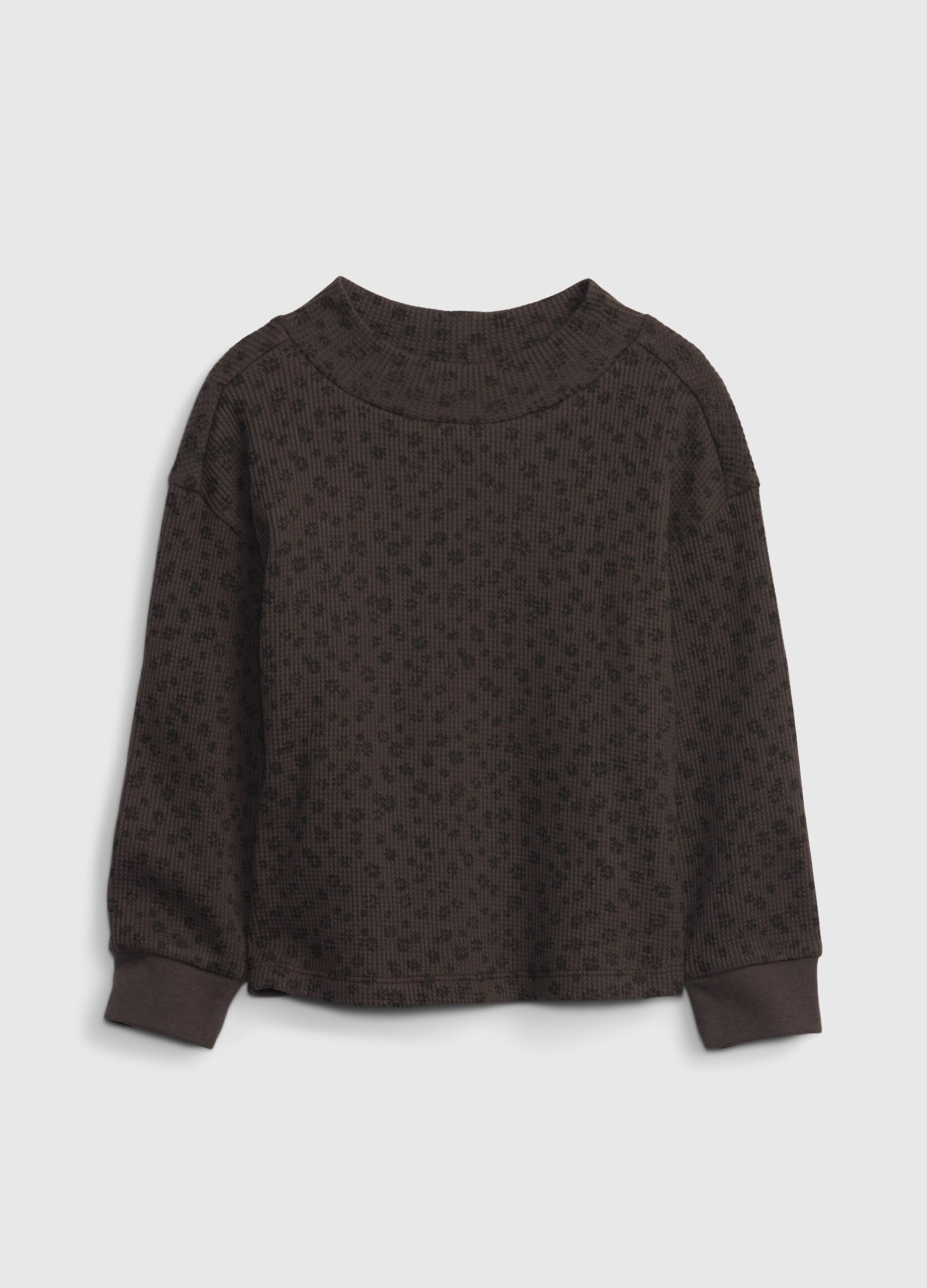 Sweatshirt with small flowers waffle weave