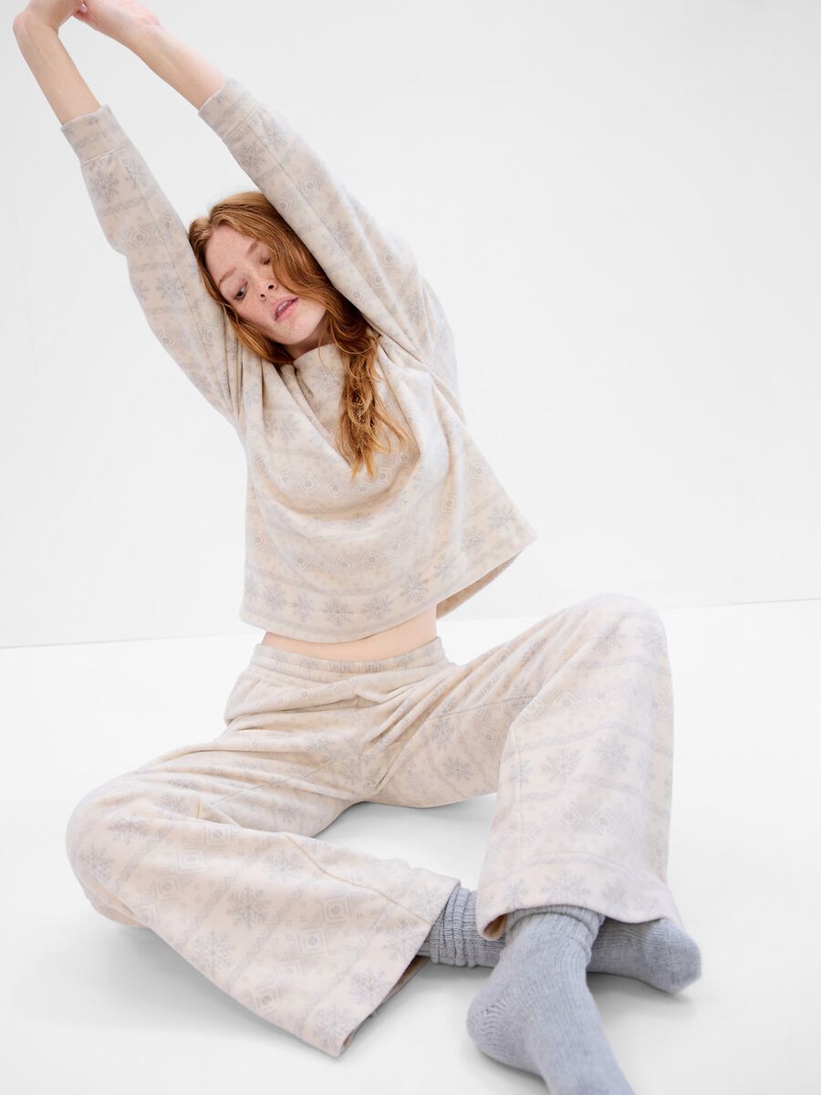 Fleece pyjama top with Norwegian print Woman_0