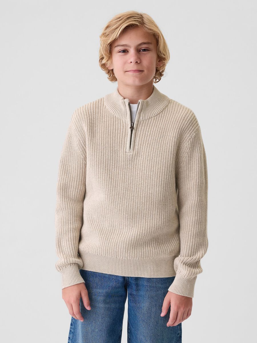 Pullover mock neck con mezza zip Bambino_0