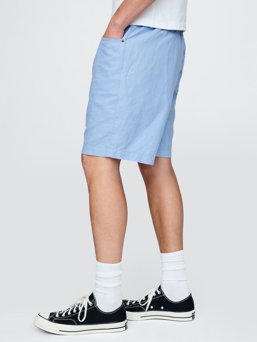 Shorts azzurri in lino e cotone Gap Uomo_3