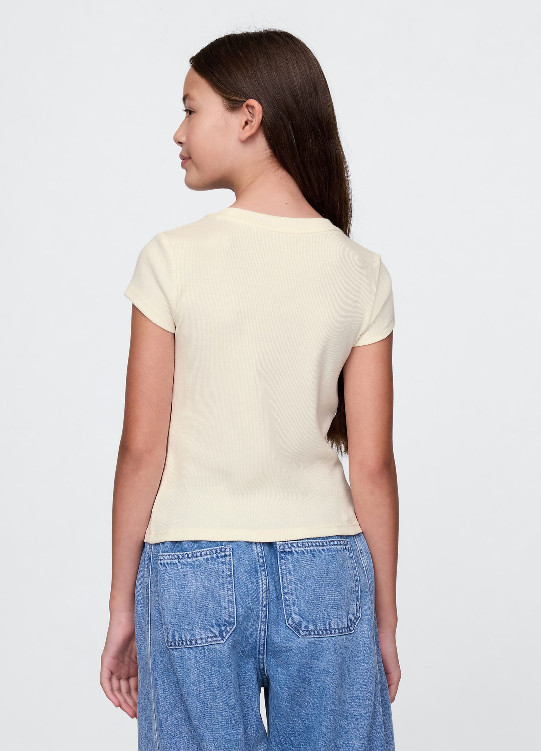 T-shirt a maniche corte in cotone crema GAP Kids_1