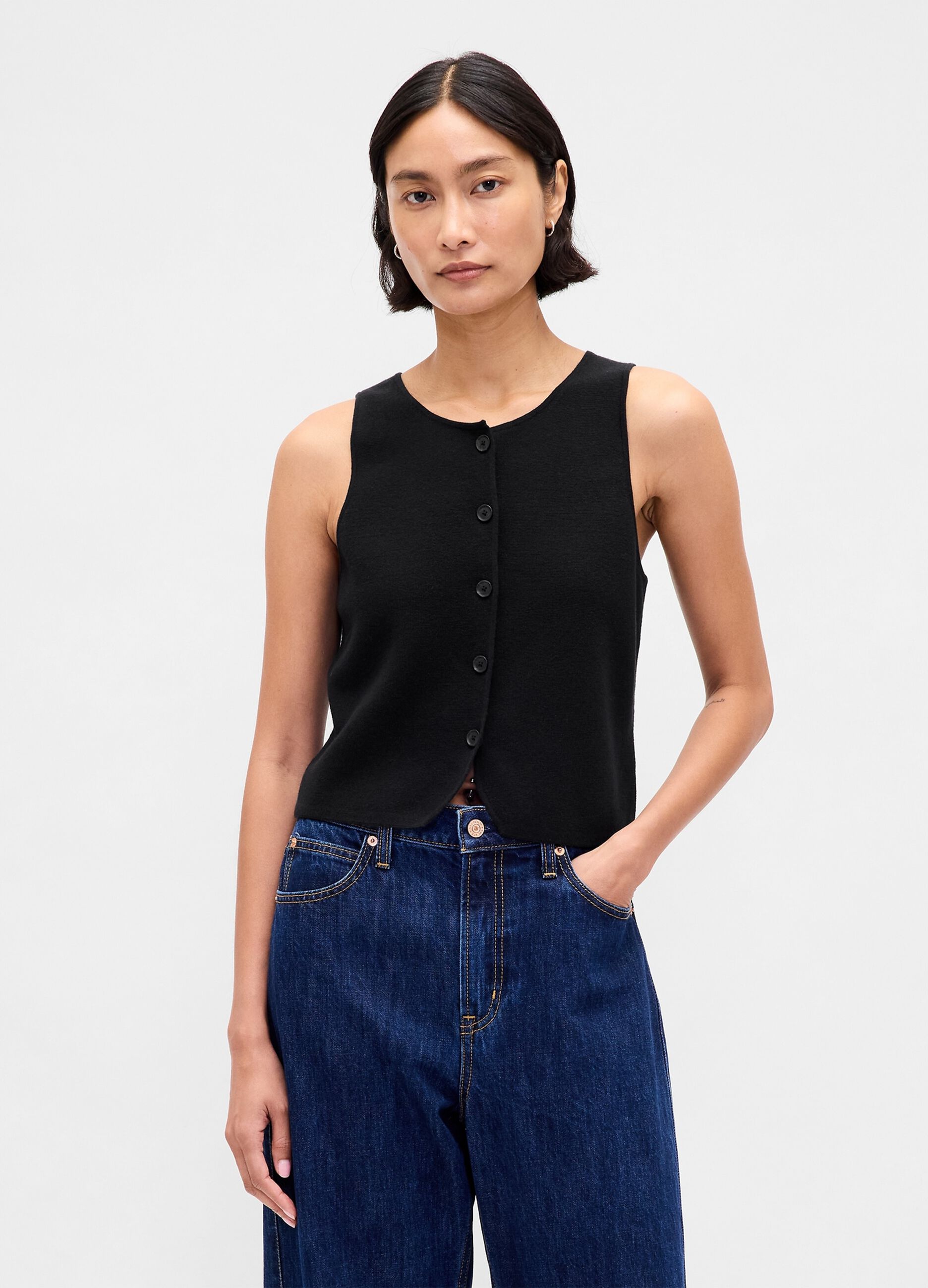 Gilet nero in misto cotone