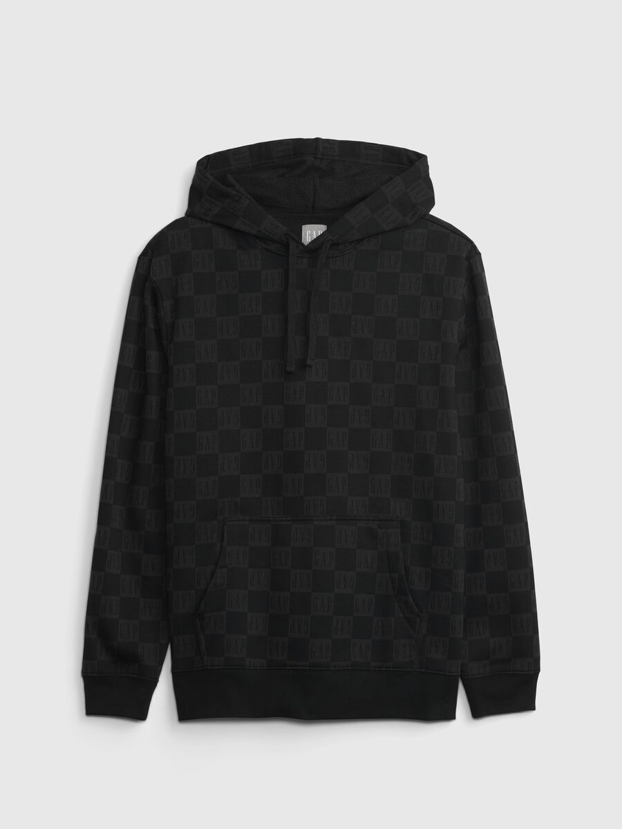 Hoodie with check print and logo Man_3