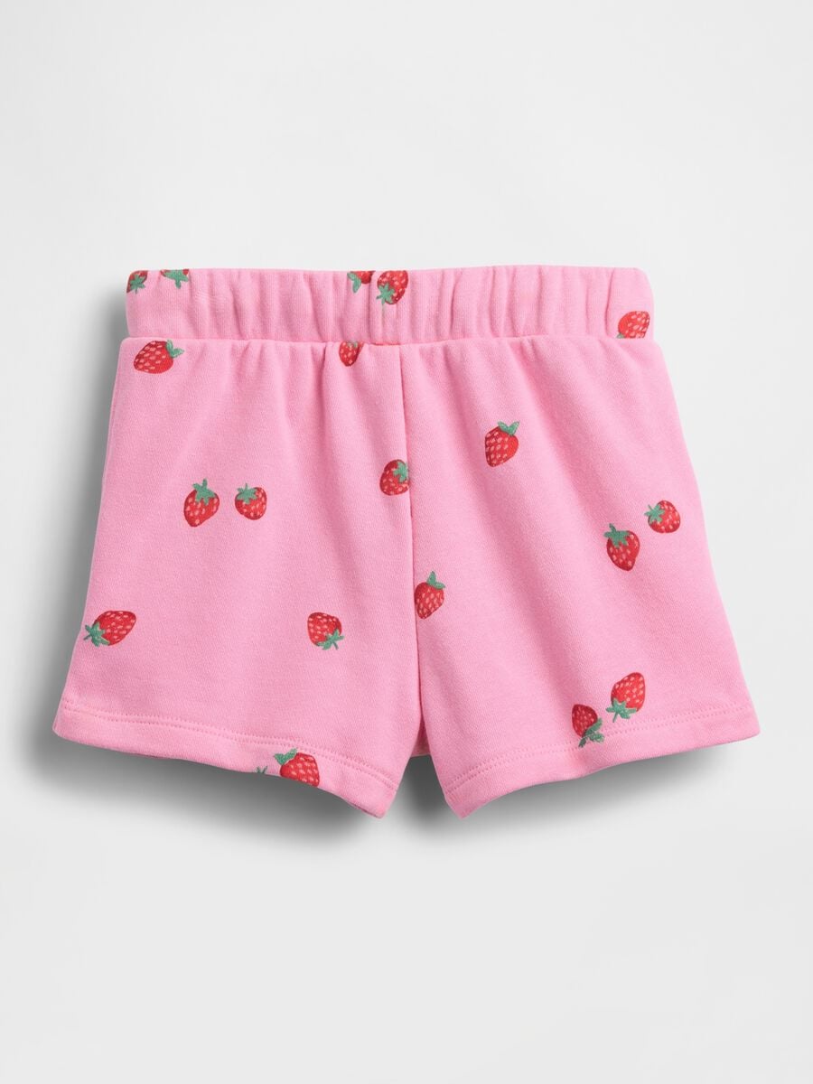 Shorts in misto cotone con logo GAP e stampa fragole Bimba_1