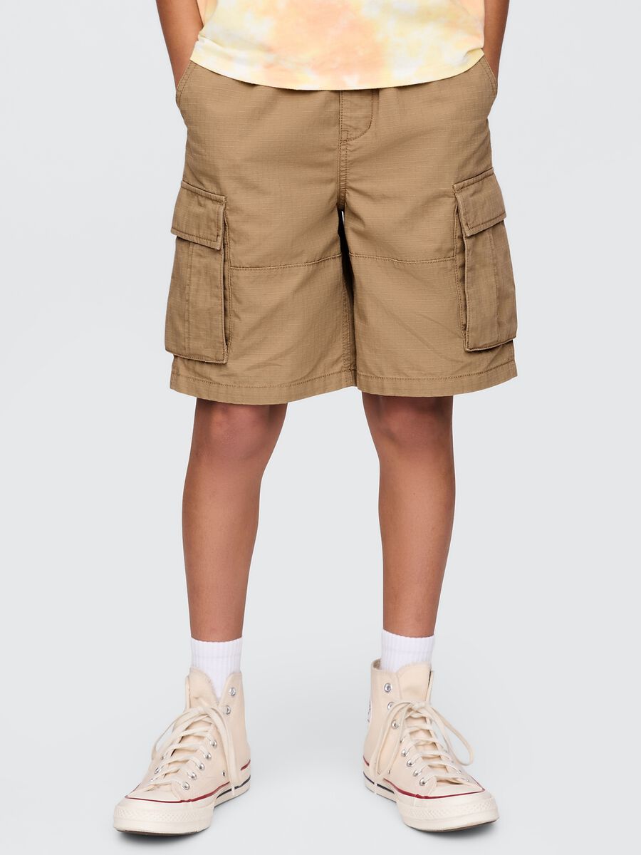 Bermuda cargo in tessuto color cachi Bambino_1