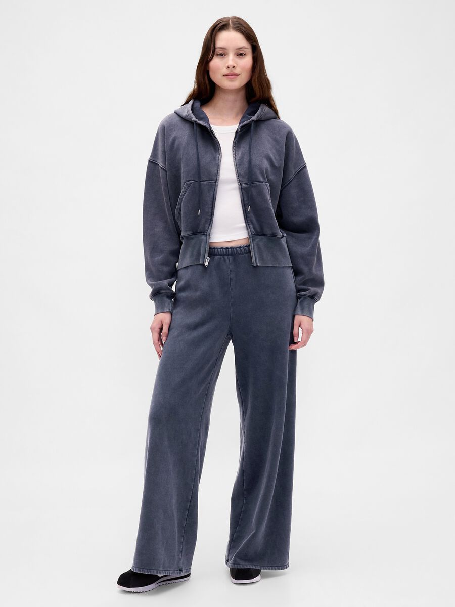 Grey hoodie with zip Woman_3