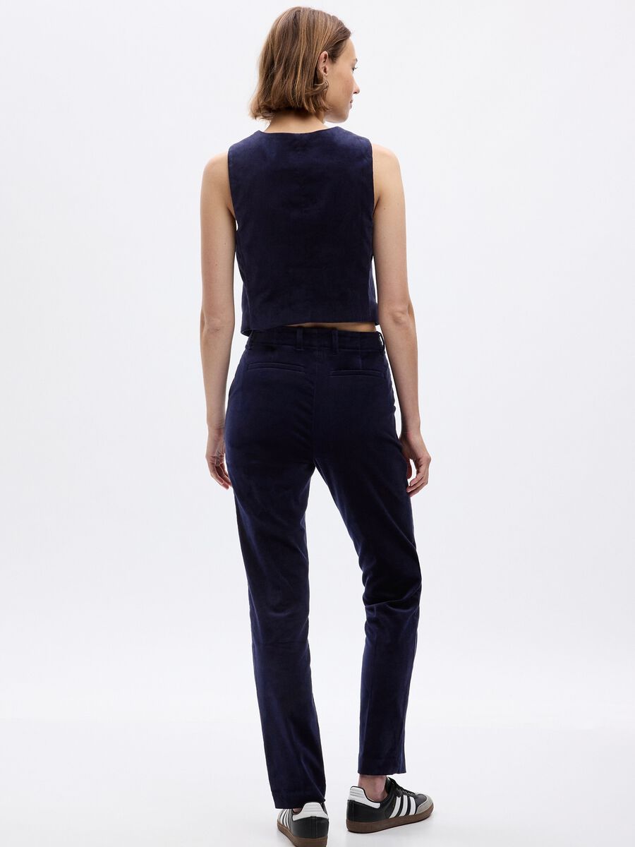 Pantaloni a sigaretta straight fit in velluto Donna_1