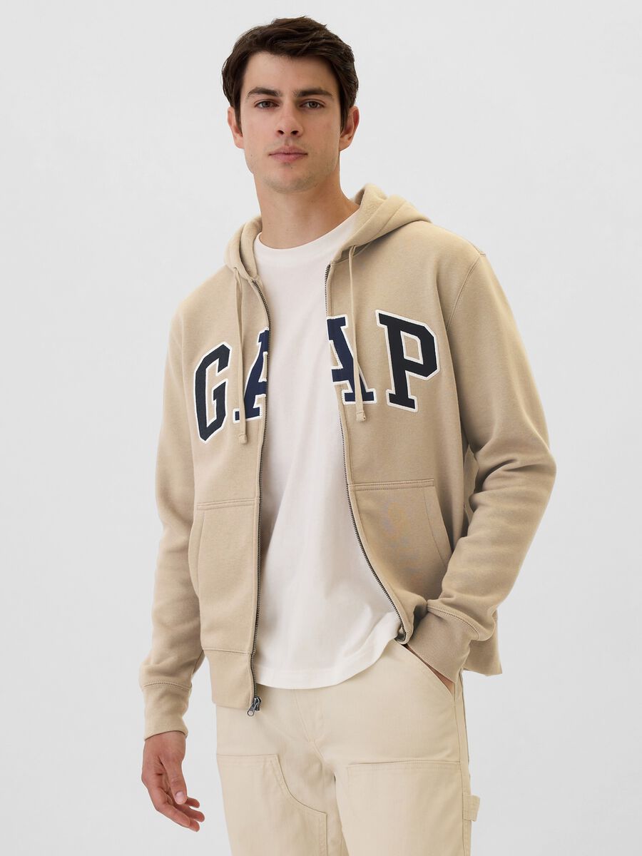 Full-zip con cappuccio e ricamo logo Uomo_0
