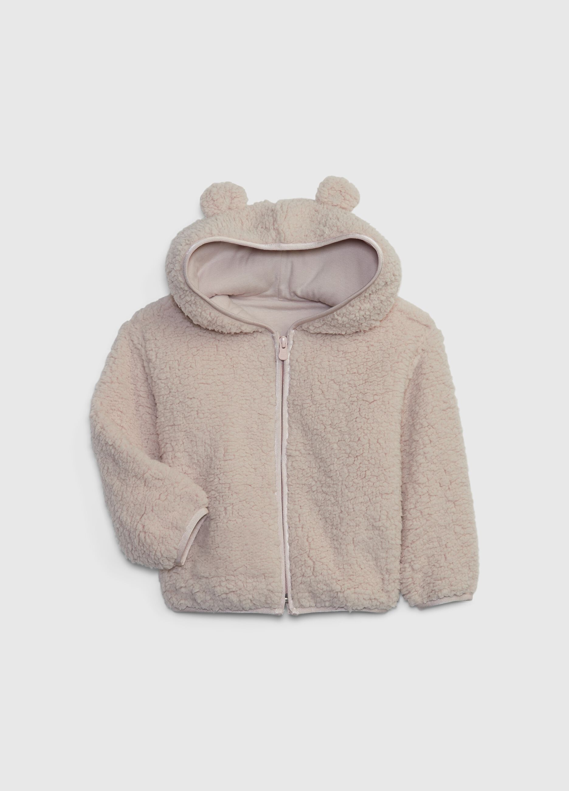 Full-zip in sherpa con orecchie