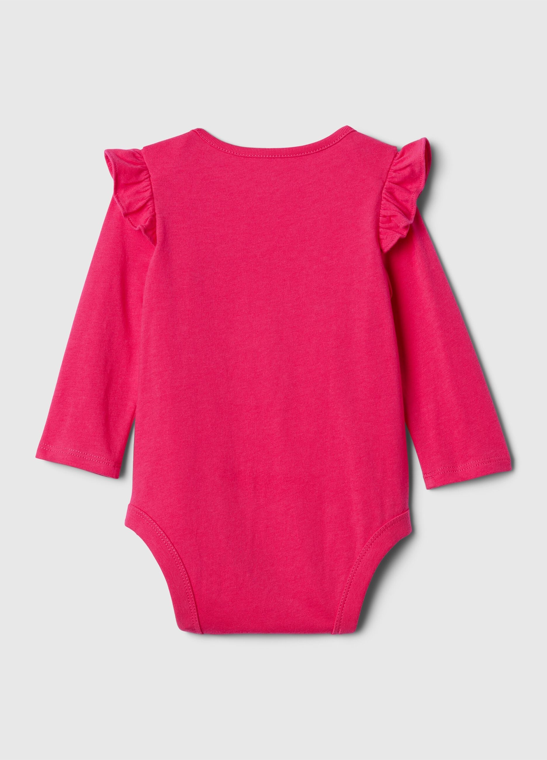 Cotton bodysuit with logo embroidery and frills_1