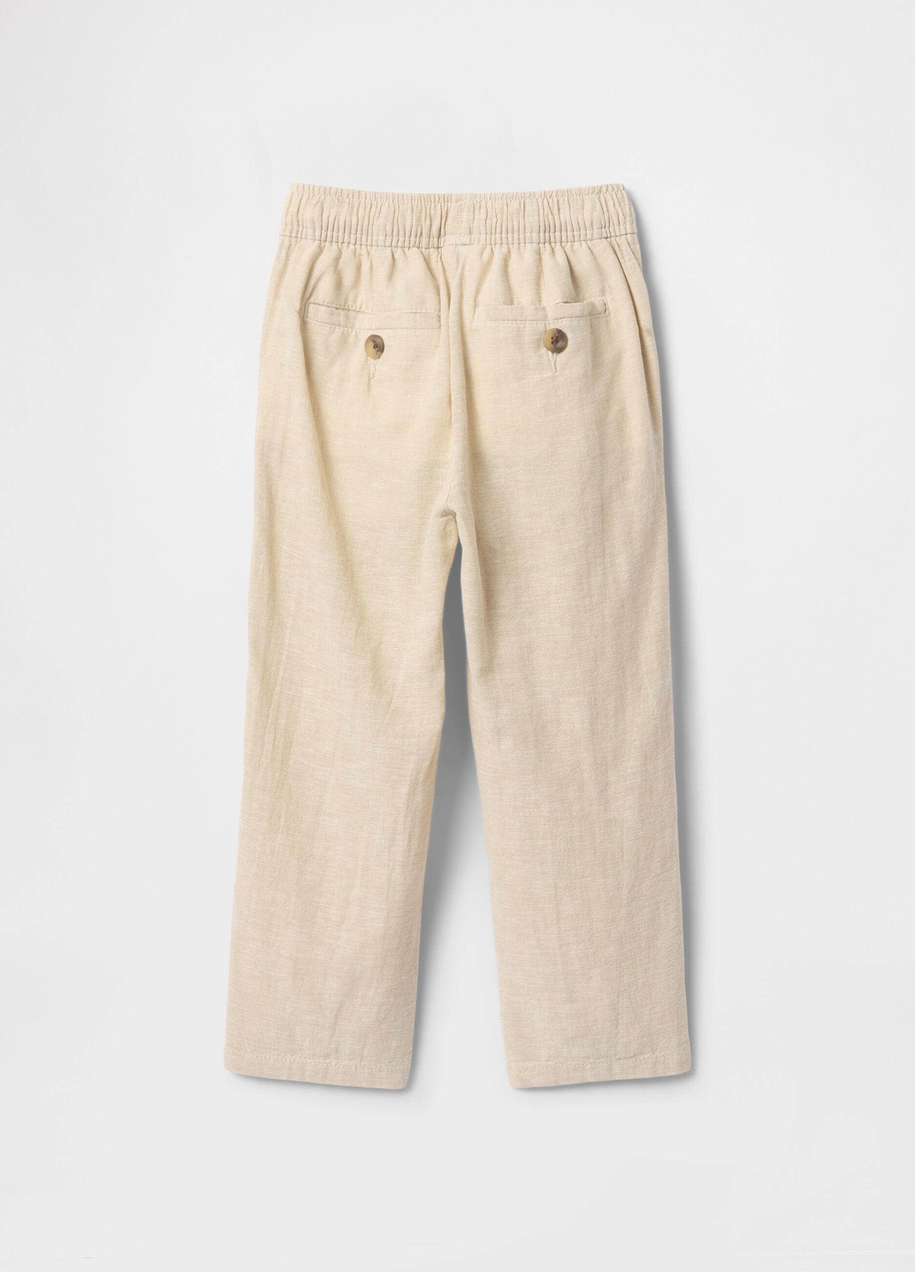 Pantaloni beige in lino e cotone per bambino_2