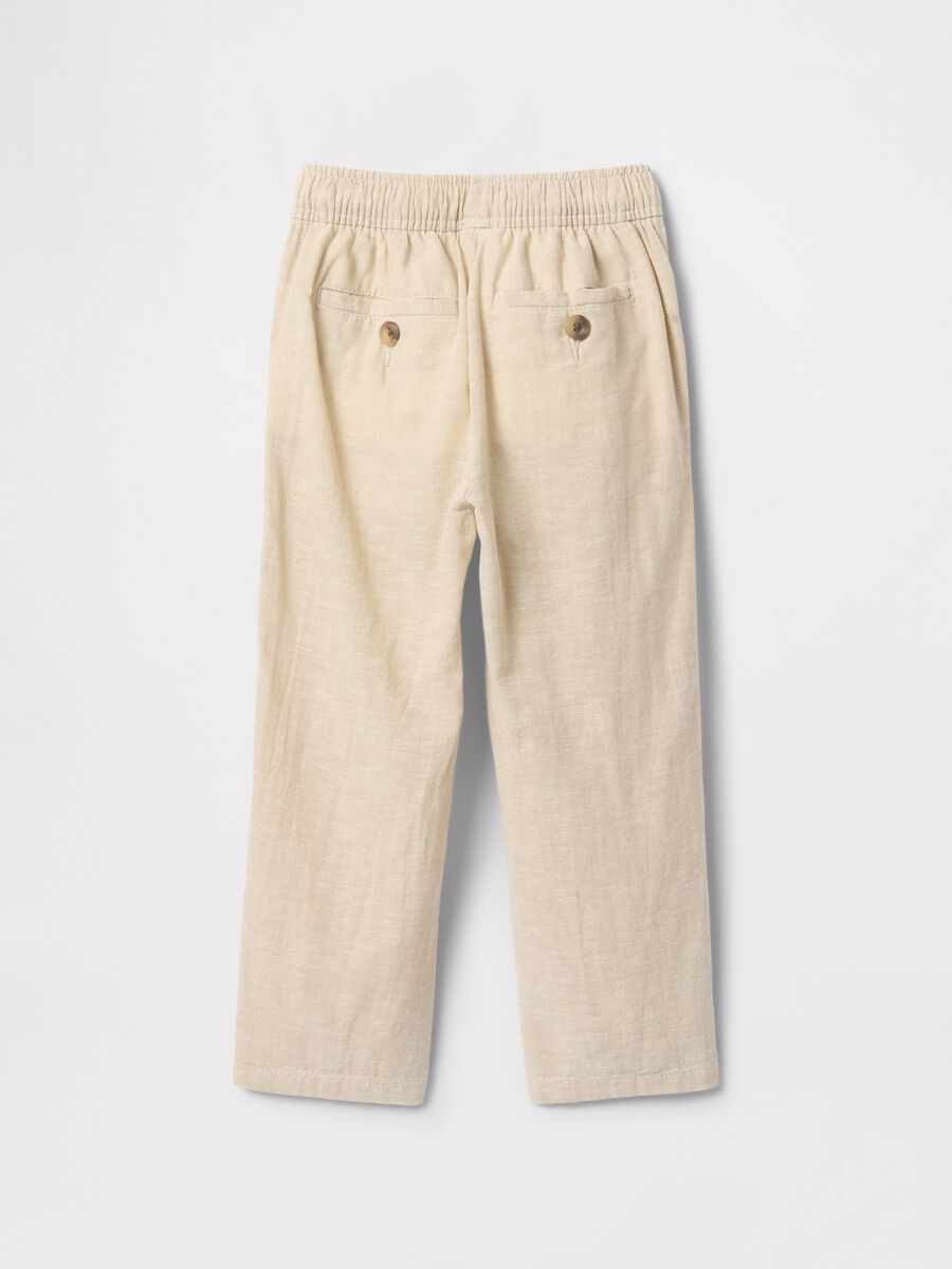 Beige linen and cotton trousers for boys Baby Boy_2