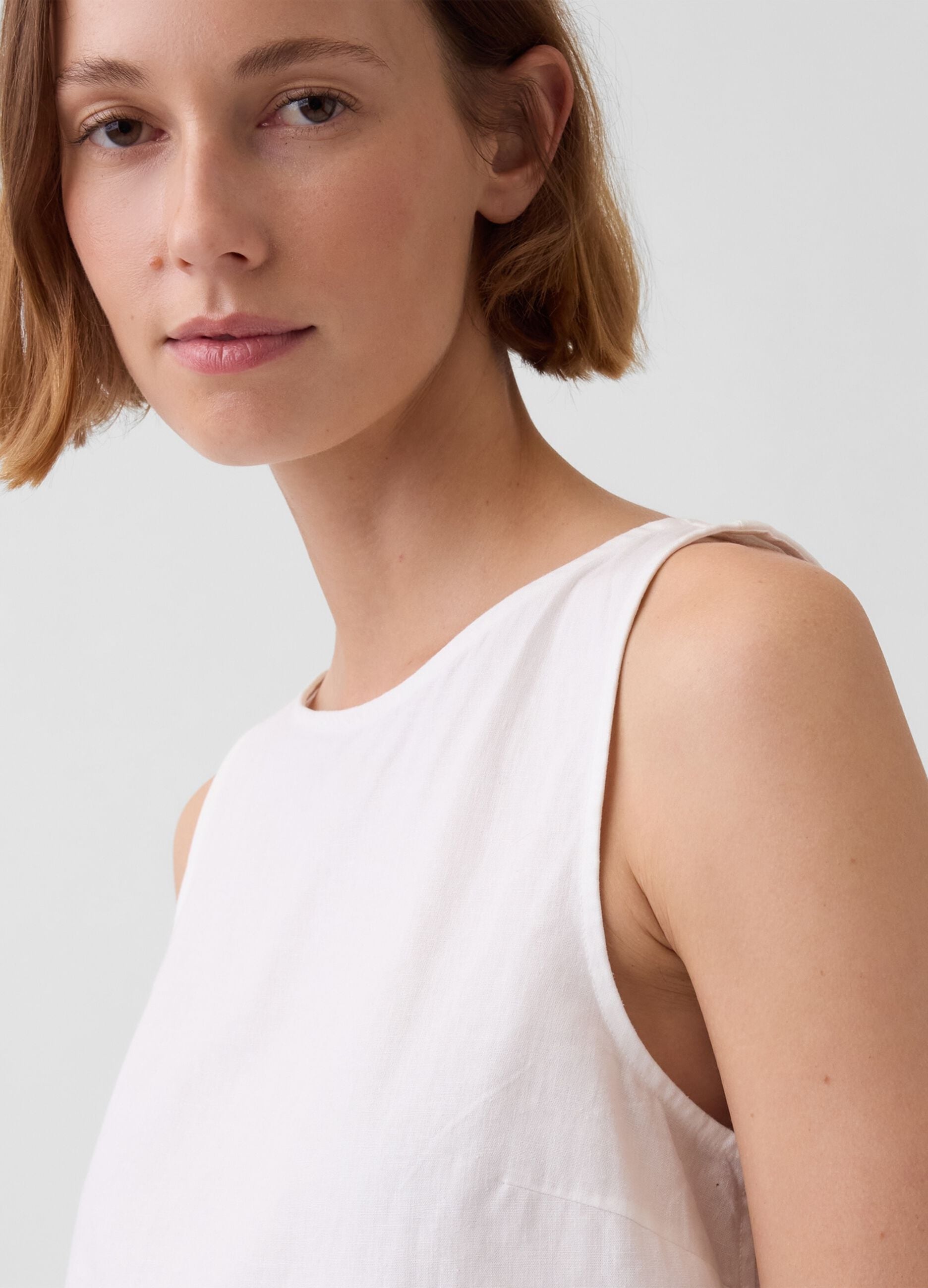 Tank top in misto lino