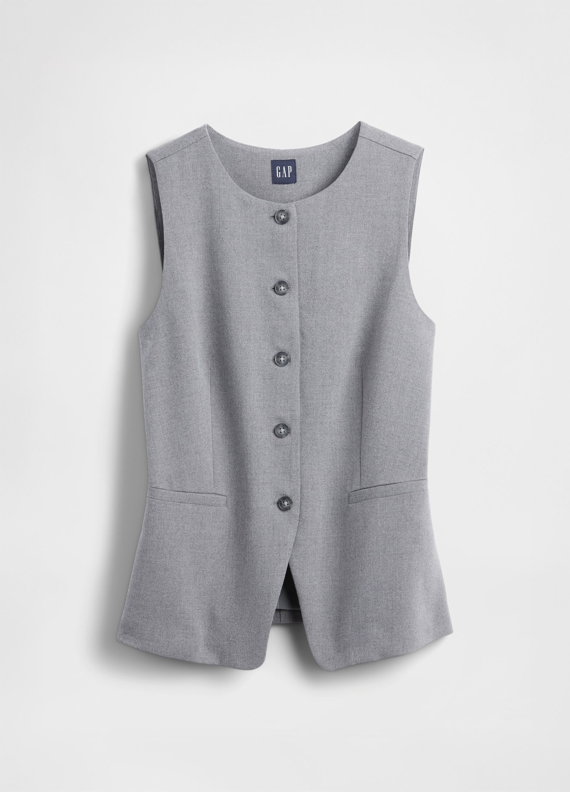 Gilet grigio in tessuto elasticizzato_5