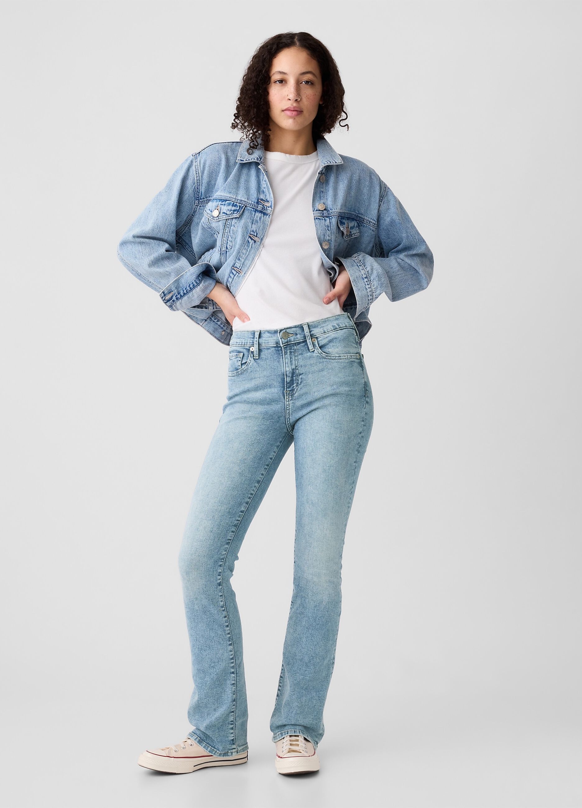 Jeans mini bootcut flare fit a vita media