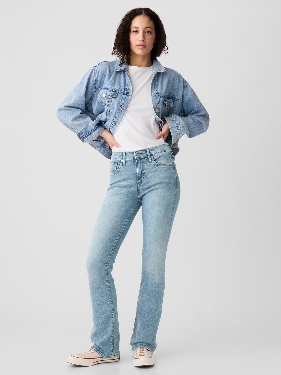 Flare-fit mini bootcut jeans with mid-rise waist Woman_0