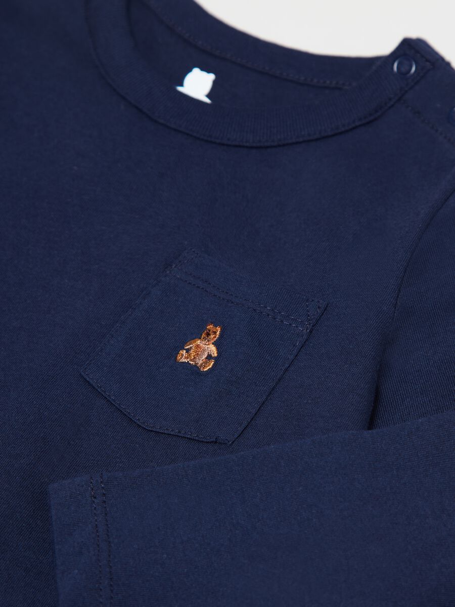 Organic cotton bodysuit with embroidered bear Newborn Boy_1