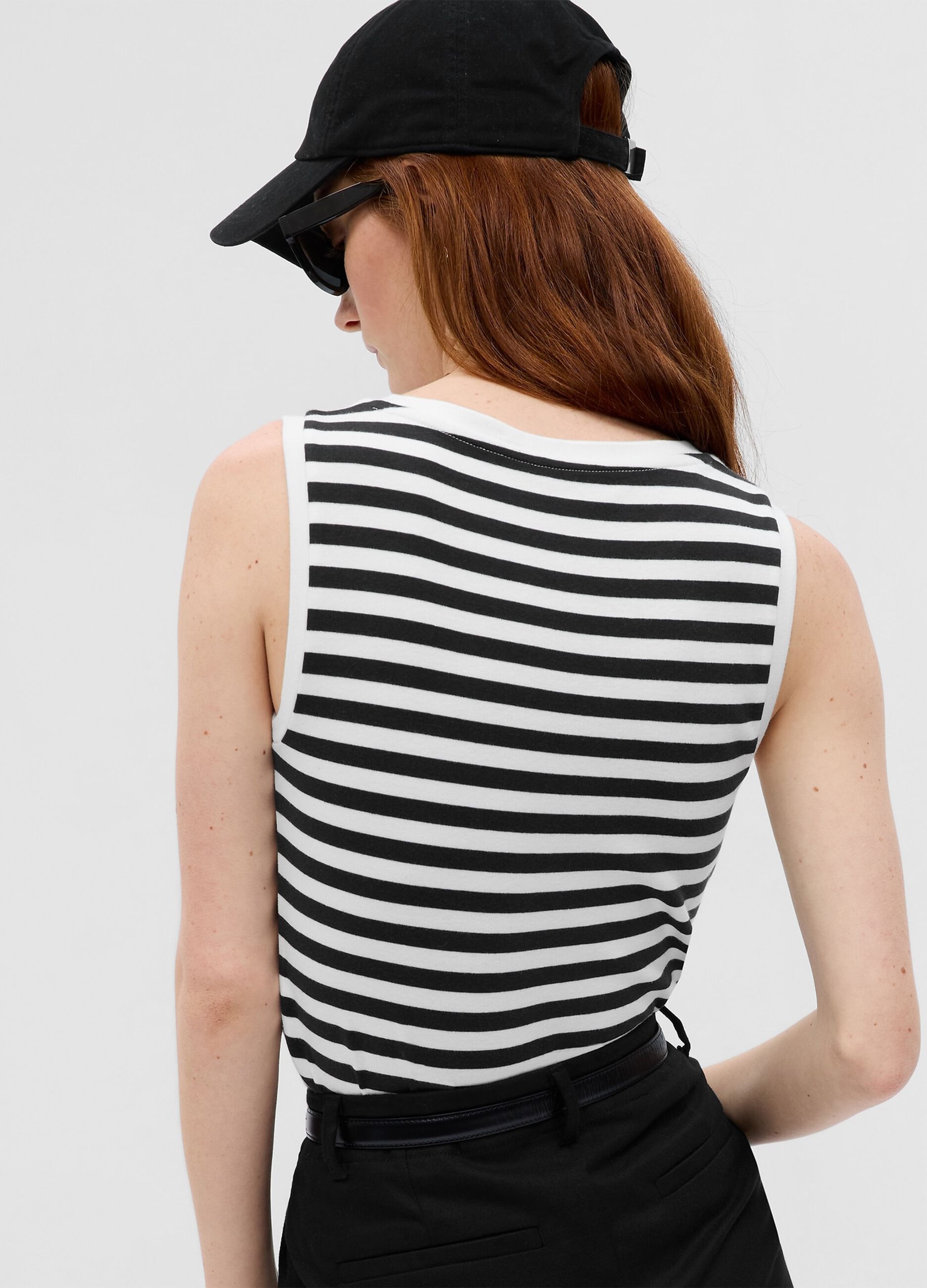 Striped tank top in stretch cotton and modal._1