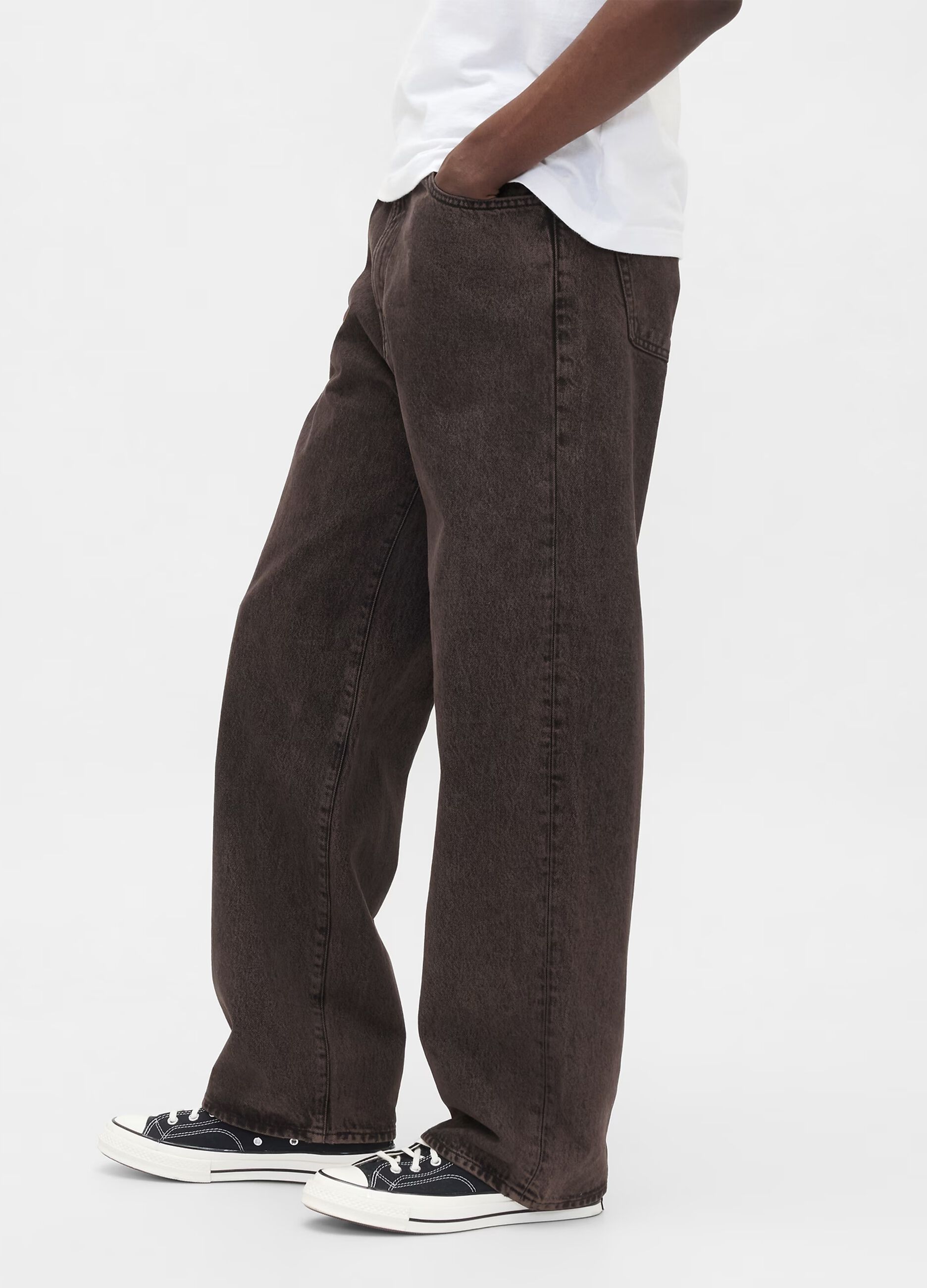 Pantaloni in puro cotone marroni regular fit con cinque tasche