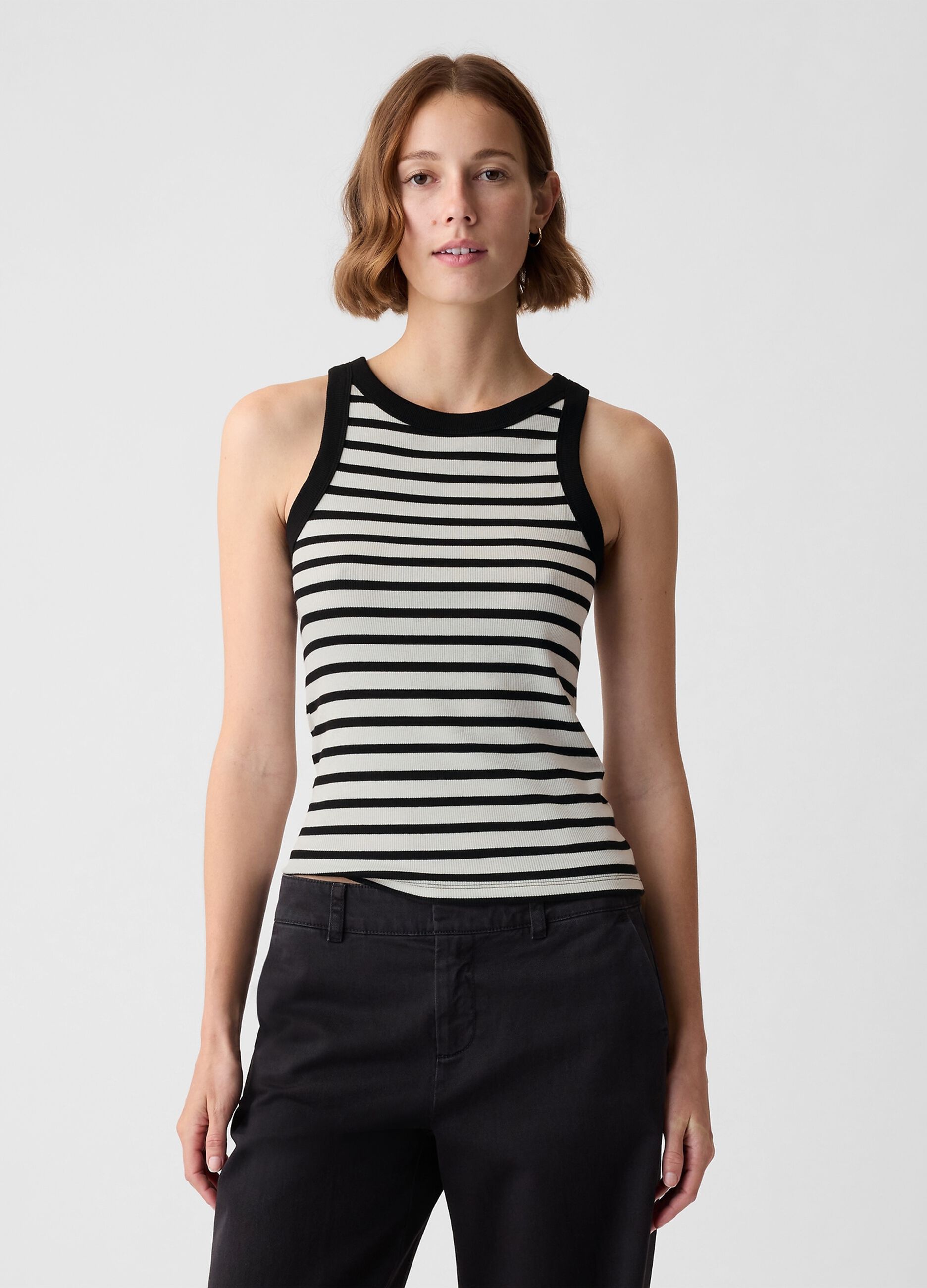 Tank top a costine con scollo halter