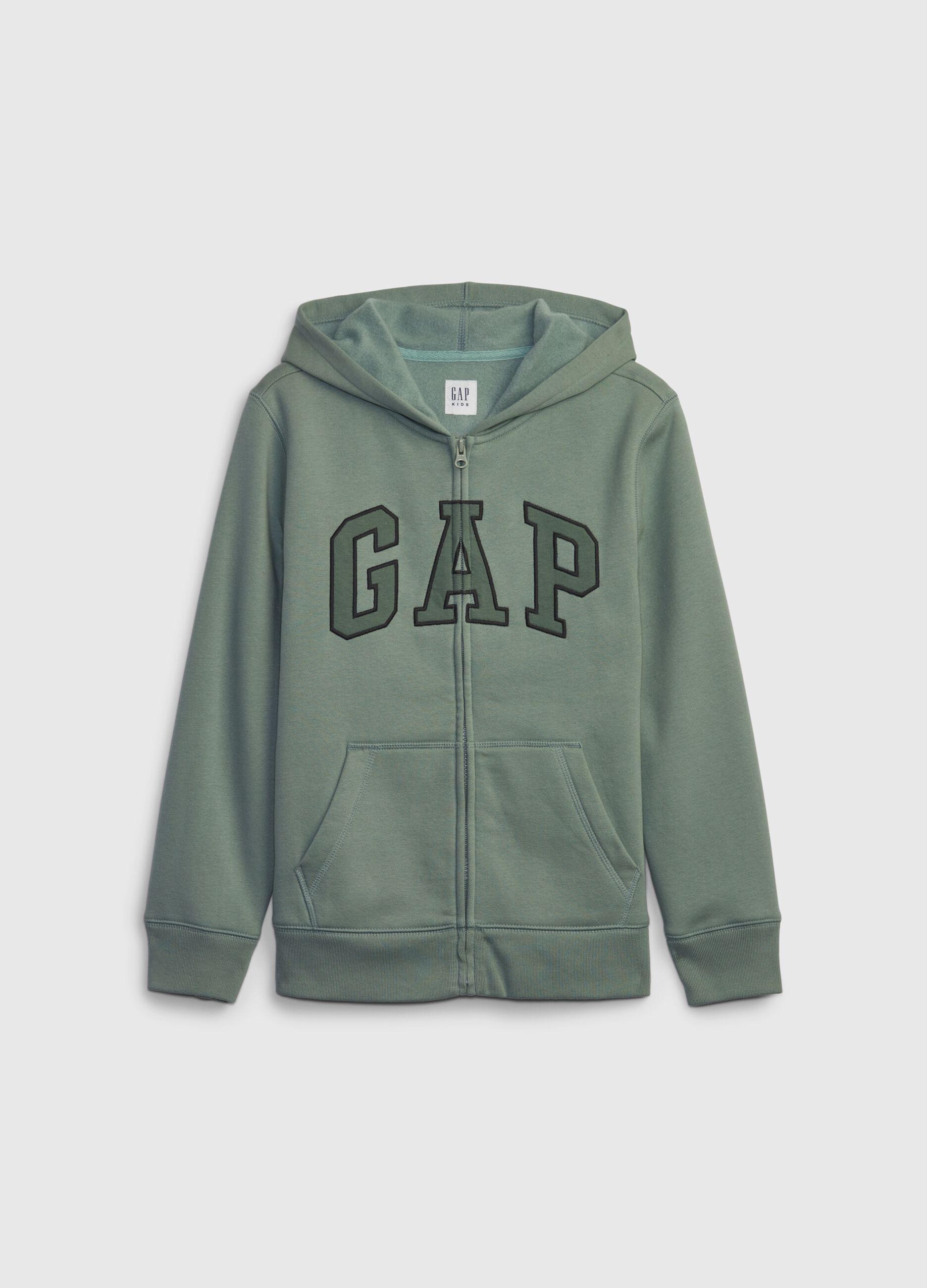 Full-zip sweatshirt with hood and logo embroidery