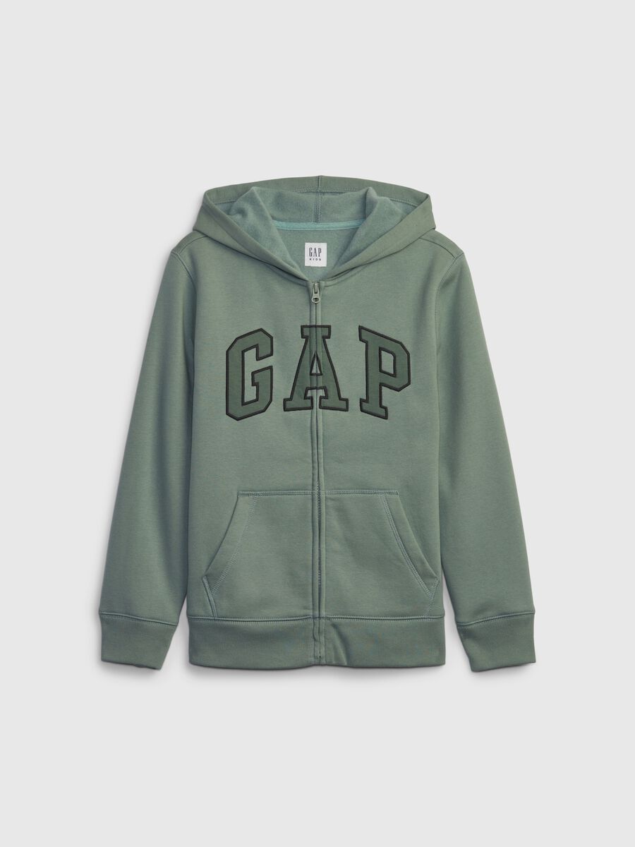 Full-zip sweatshirt with hood and logo embroidery Boy_0