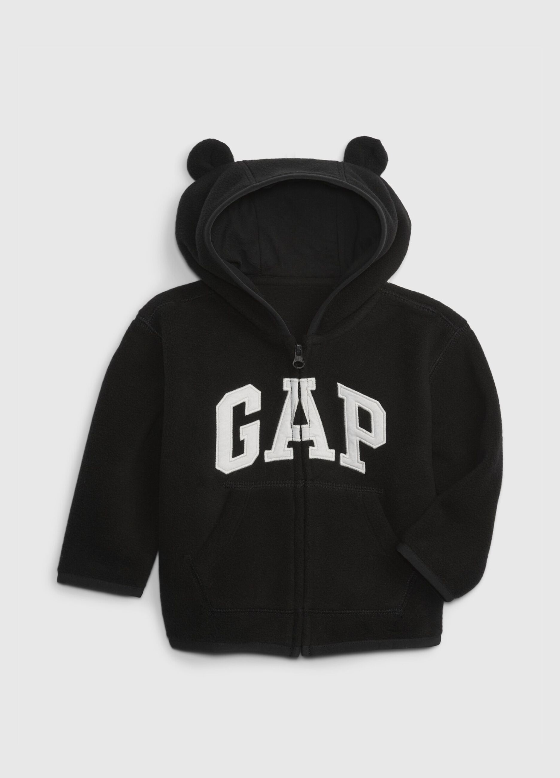 Full-zip sweatshirt with hood and logo patch