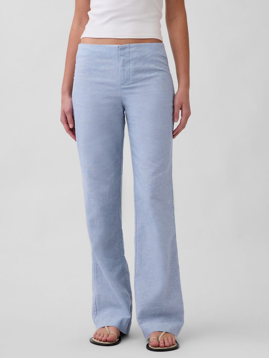 Pantaloni palazzo in misto lino Donna_1