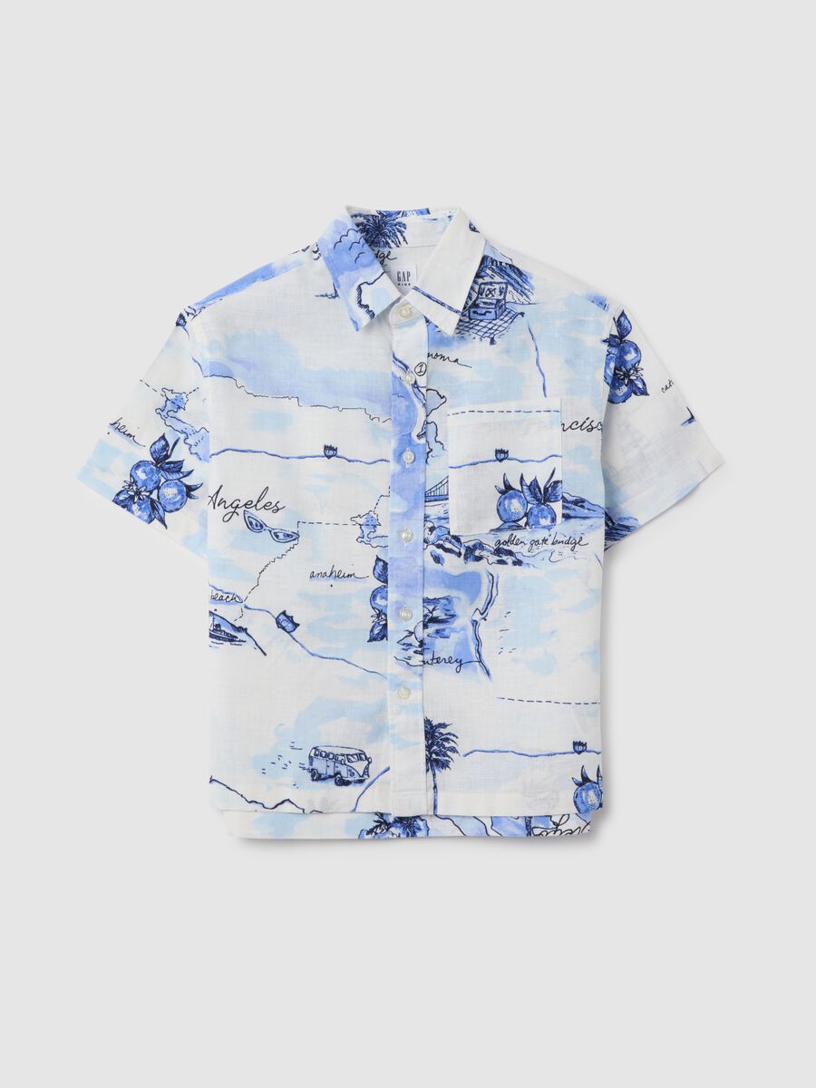 Camicia a tema Los Angeles in Bianco e Azzurro Boy_0
