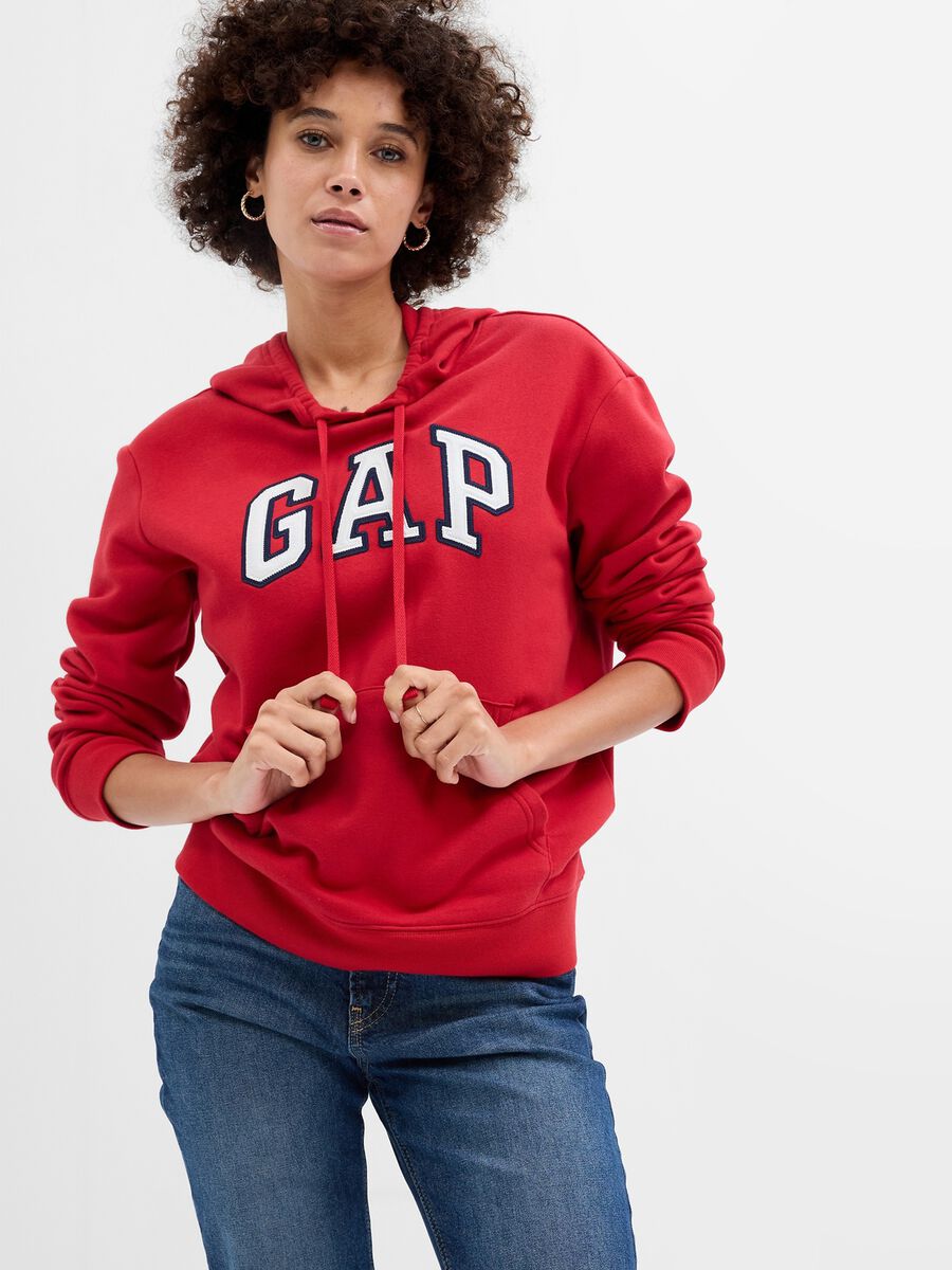 Felpa con cappuccio ricamo logo Donna_0