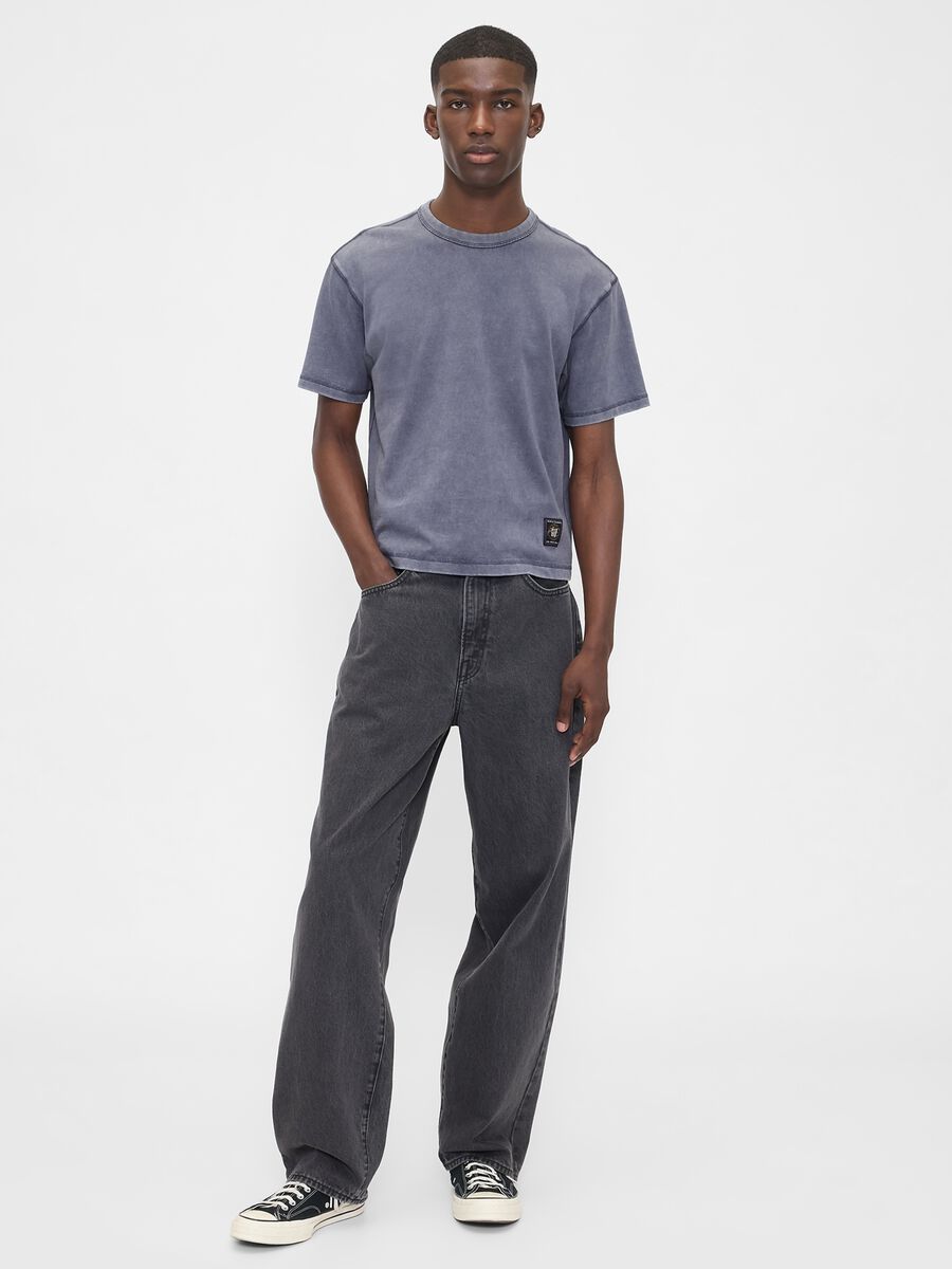 T-shirt blu a maniche corte in cotone Man_1