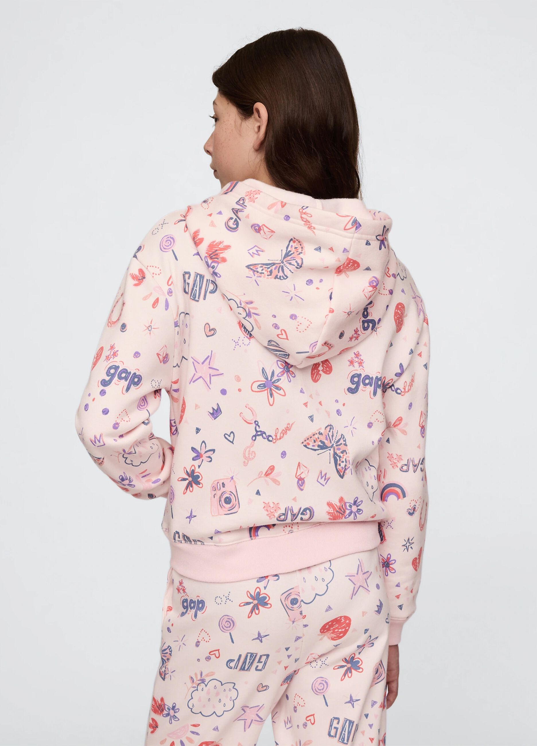 Full-zip rosa con cappuccio e stampa all-over_2