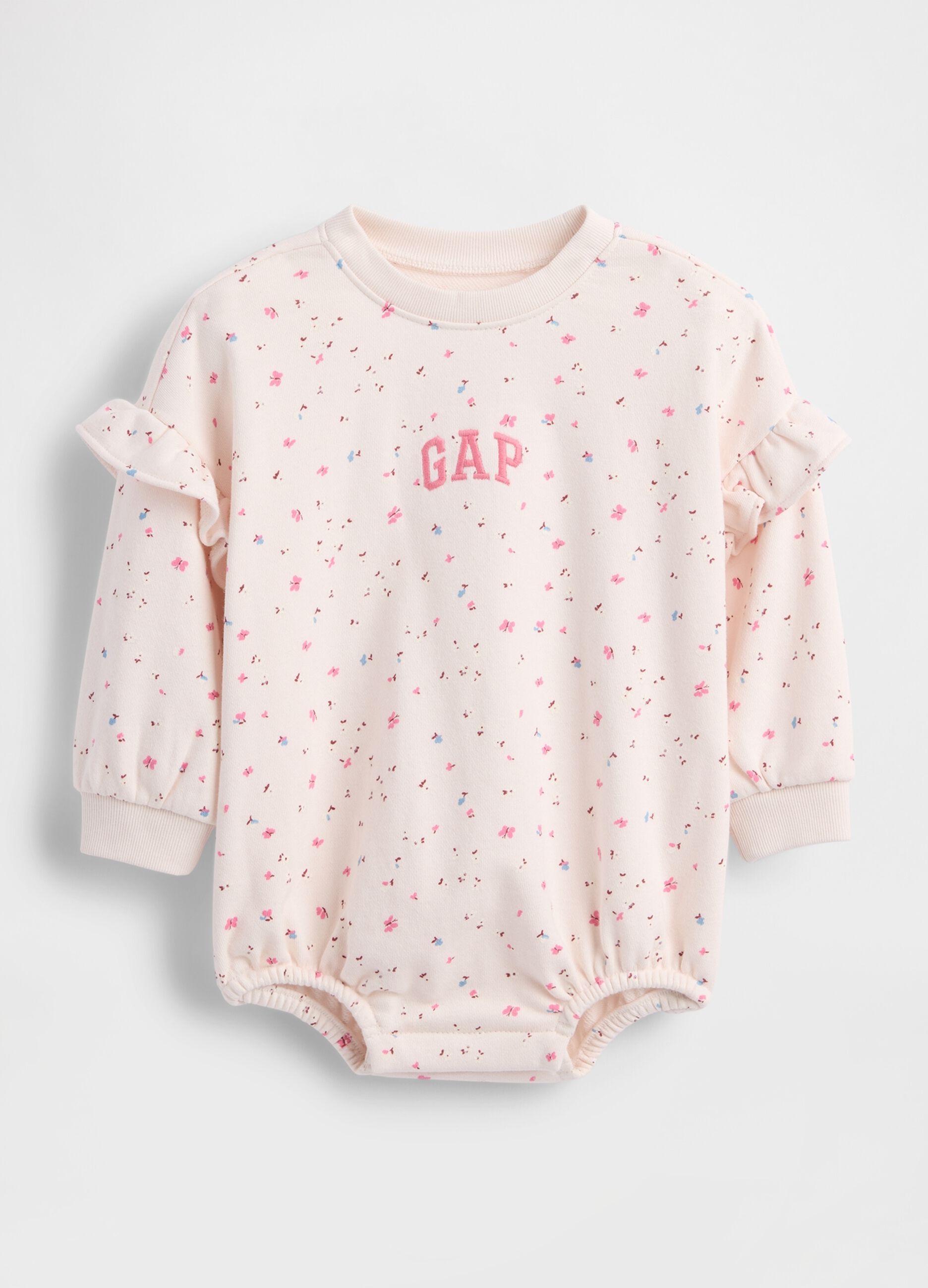 Pink cotton bodysuit with flowers