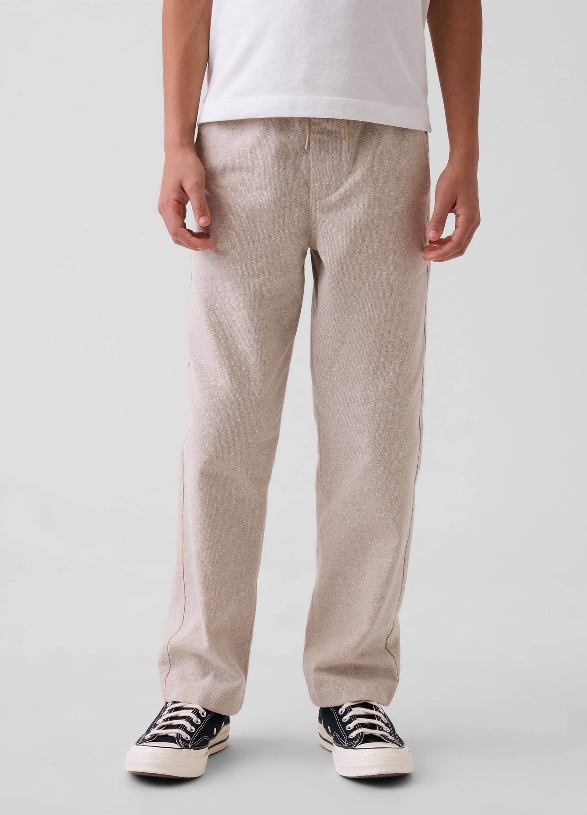 Pantaloni in misto lino e cotone