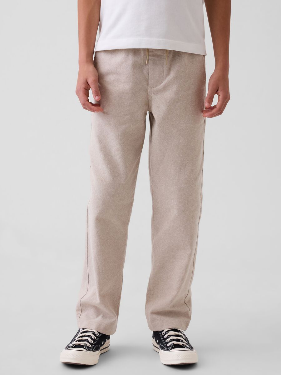 Pantaloni in misto lino e cotone Bambino_1