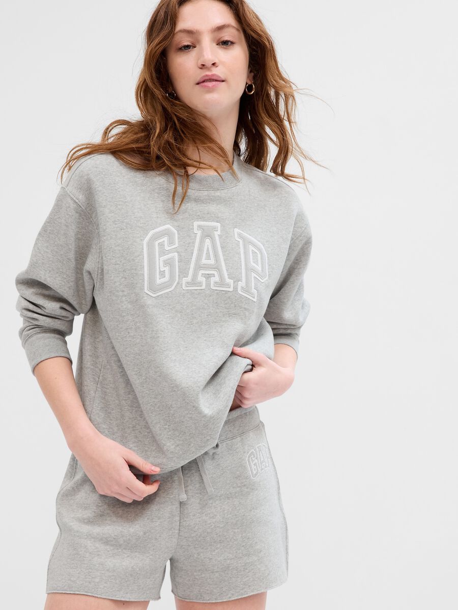 Sweatshirt with round neck and logo embroidery Woman_0