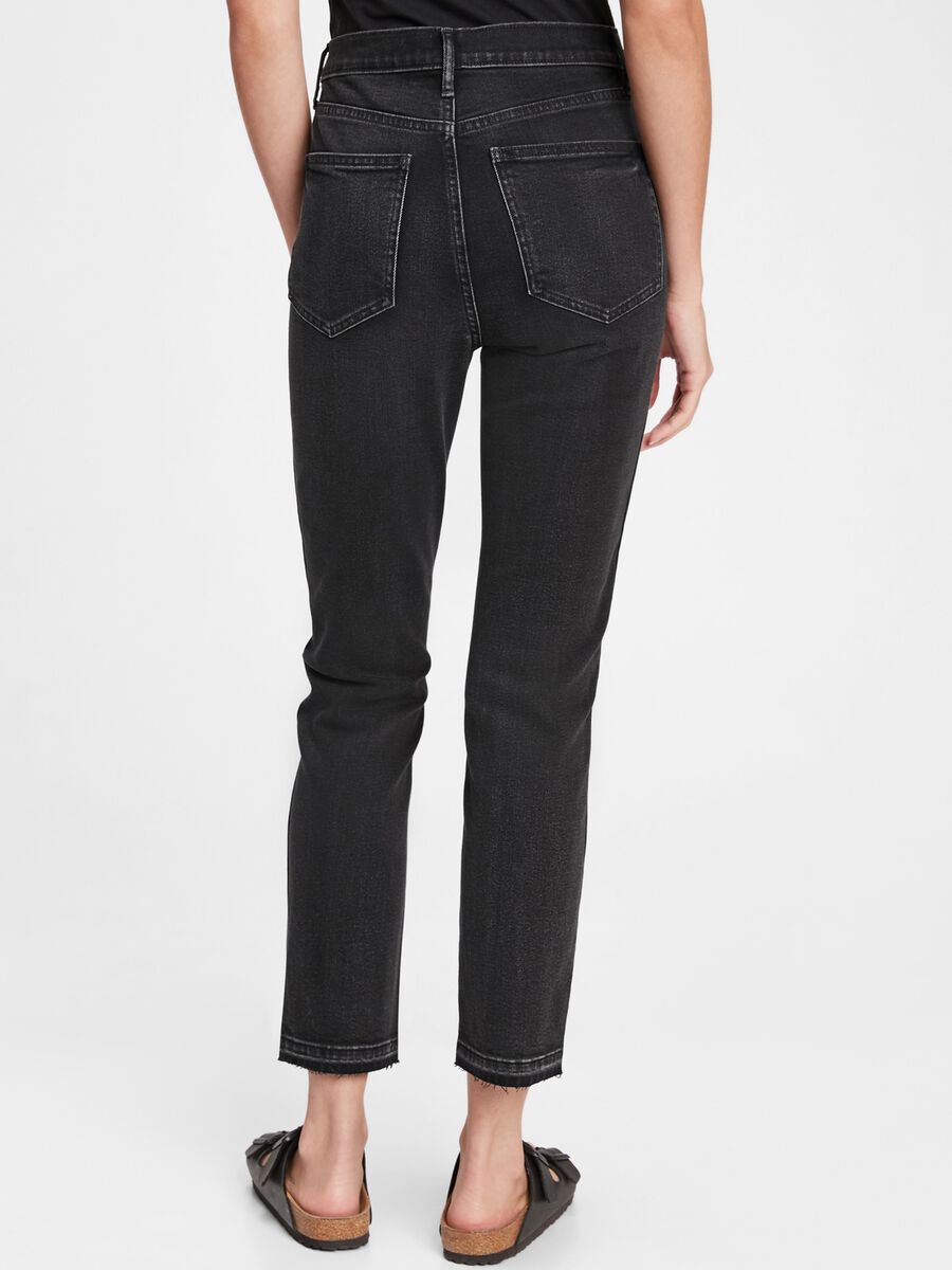 Slim-fit high-waist jeans with raw edging Woman_2