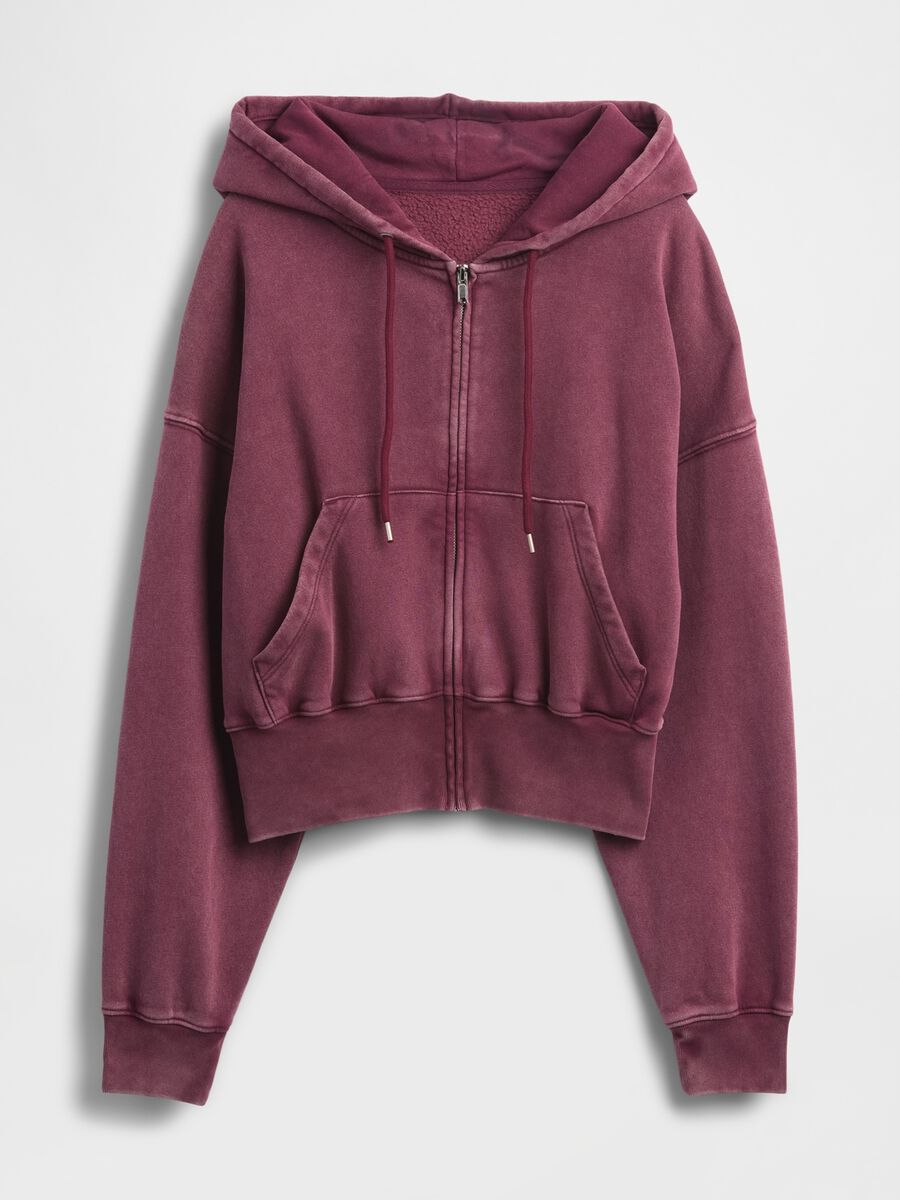 Felpa viola con cappuccio full zip Donna_4