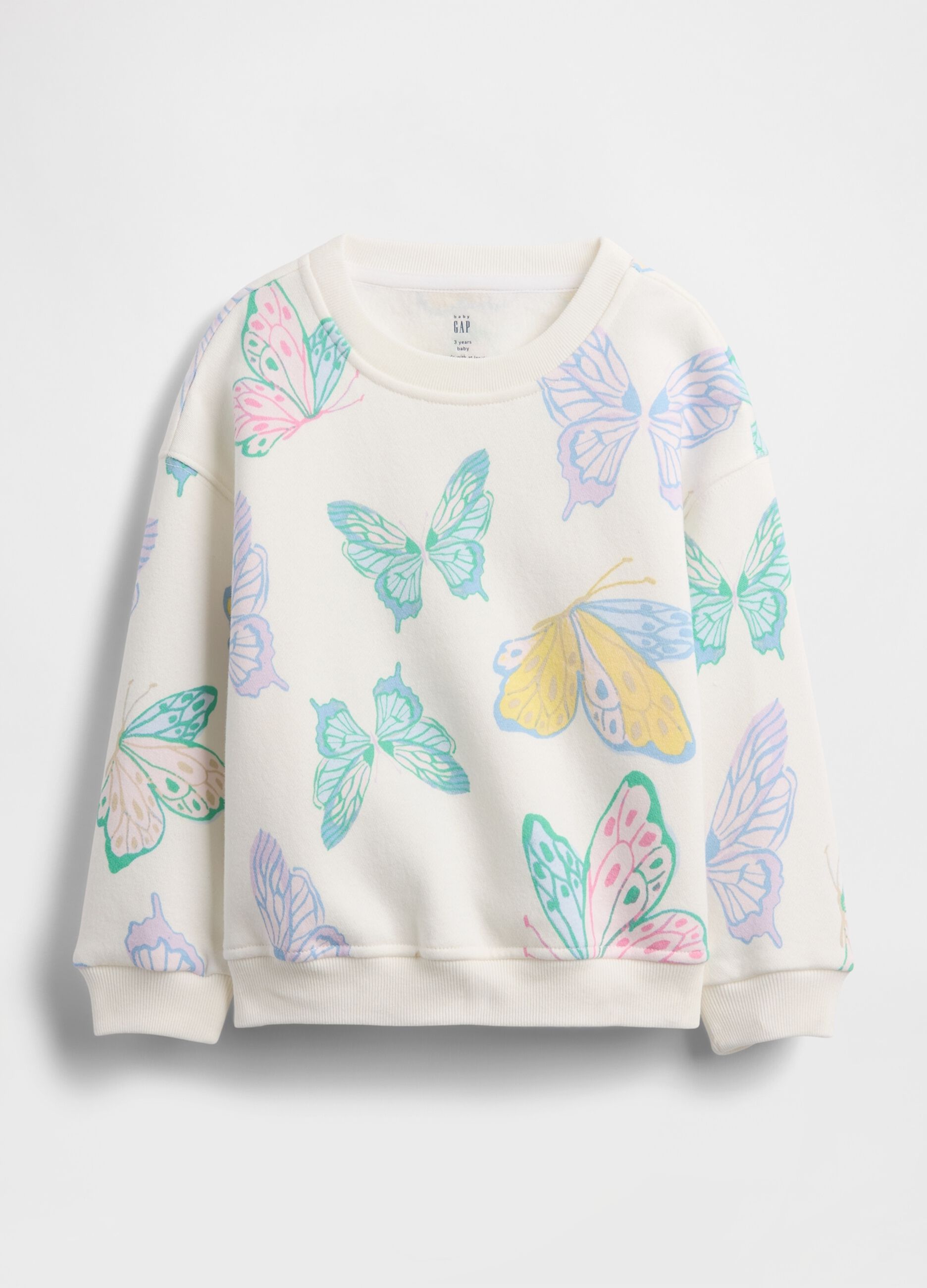 Multicolour cotton blend sweatshirt for baby girls with butterfly regular fit