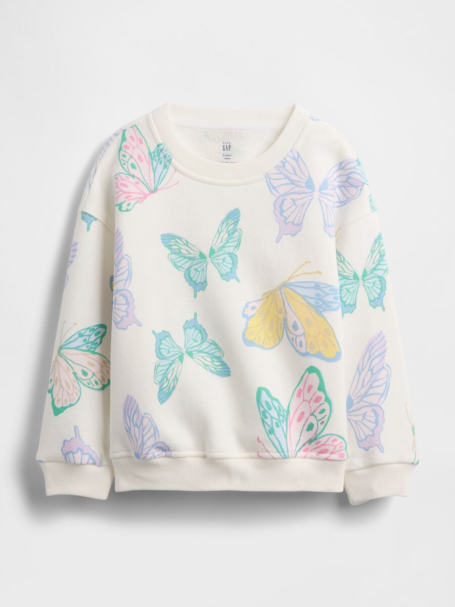 Multicolour cotton blend sweatshirt for baby girls with butterfly regular fit Baby Girl_0