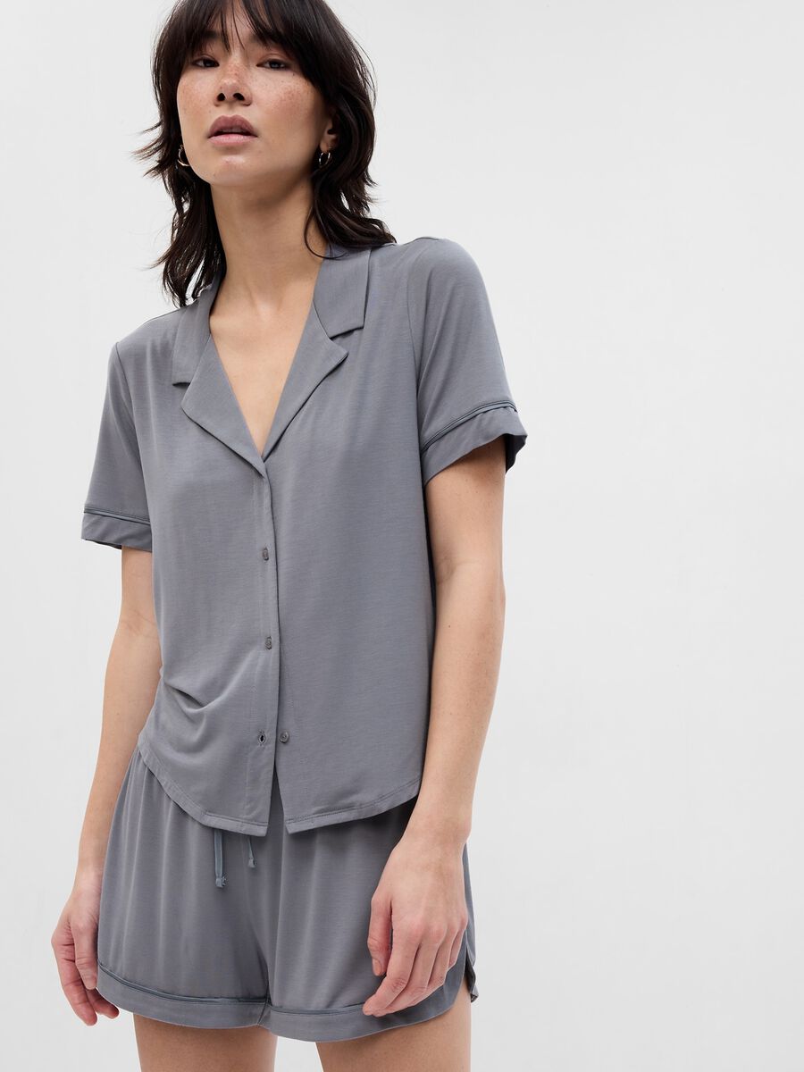 Shirt-style pyjama top Woman_0
