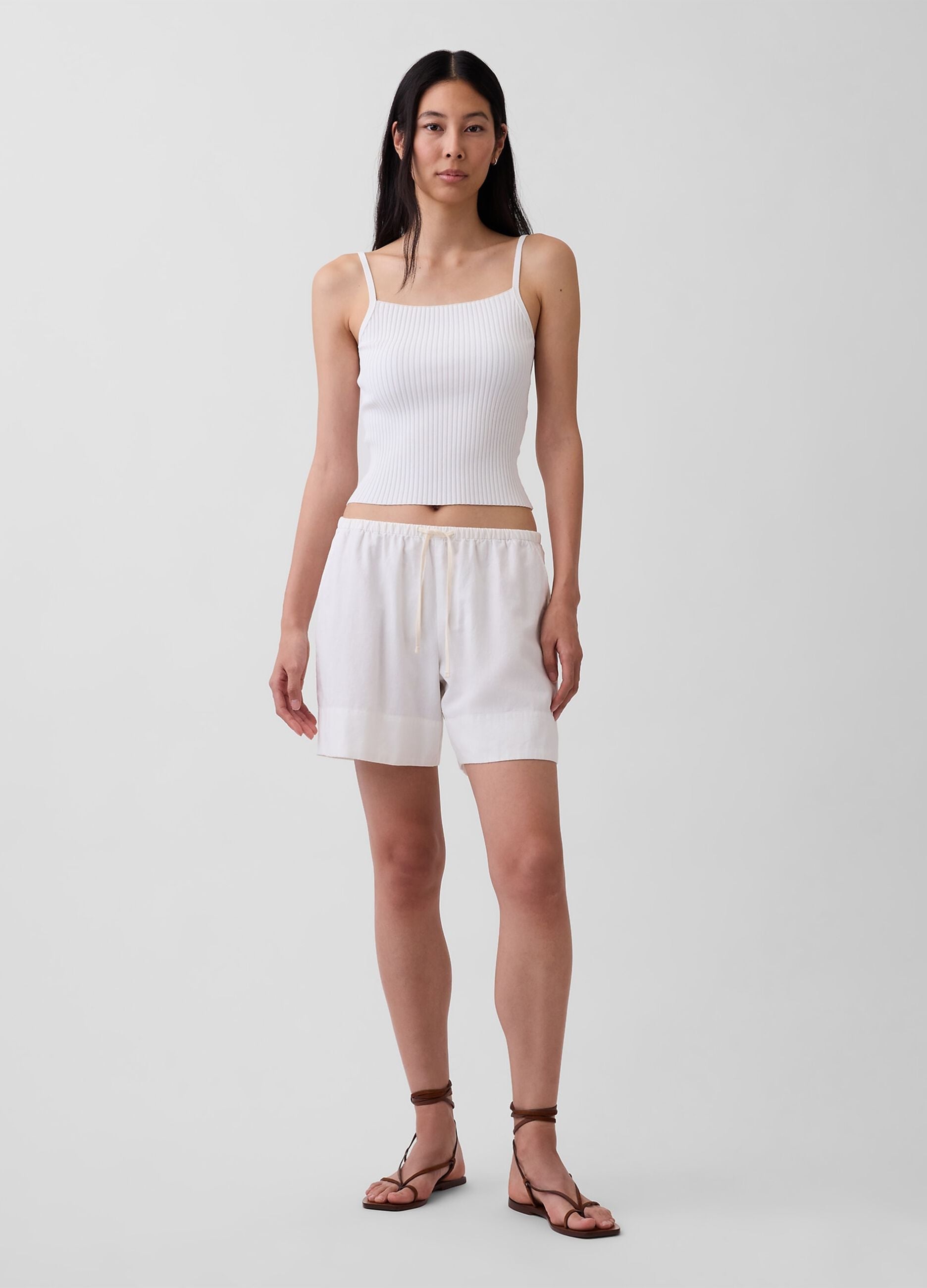 Shorts in misto lino e viscosa